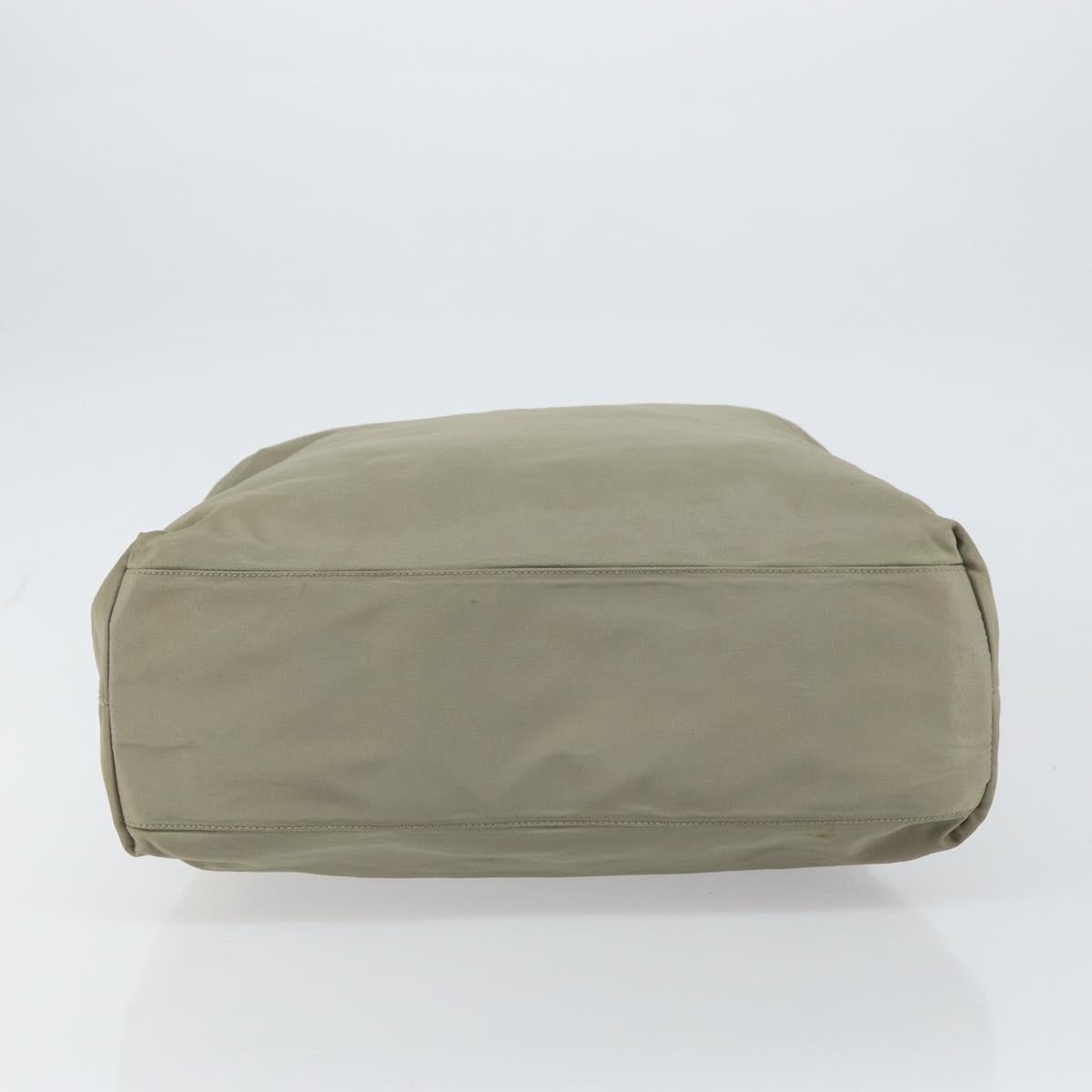PRADA Tote Bag Nylon Khaki Silver Auth gh1543