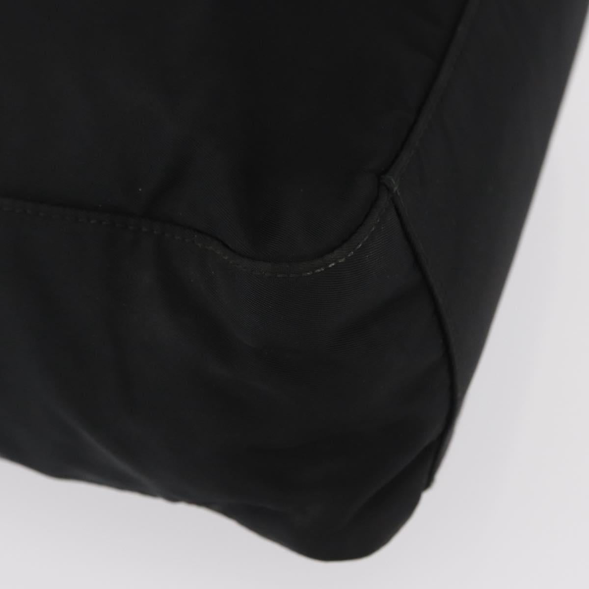 PRADA Tote Bag Nylon Black Silver Auth gh1544