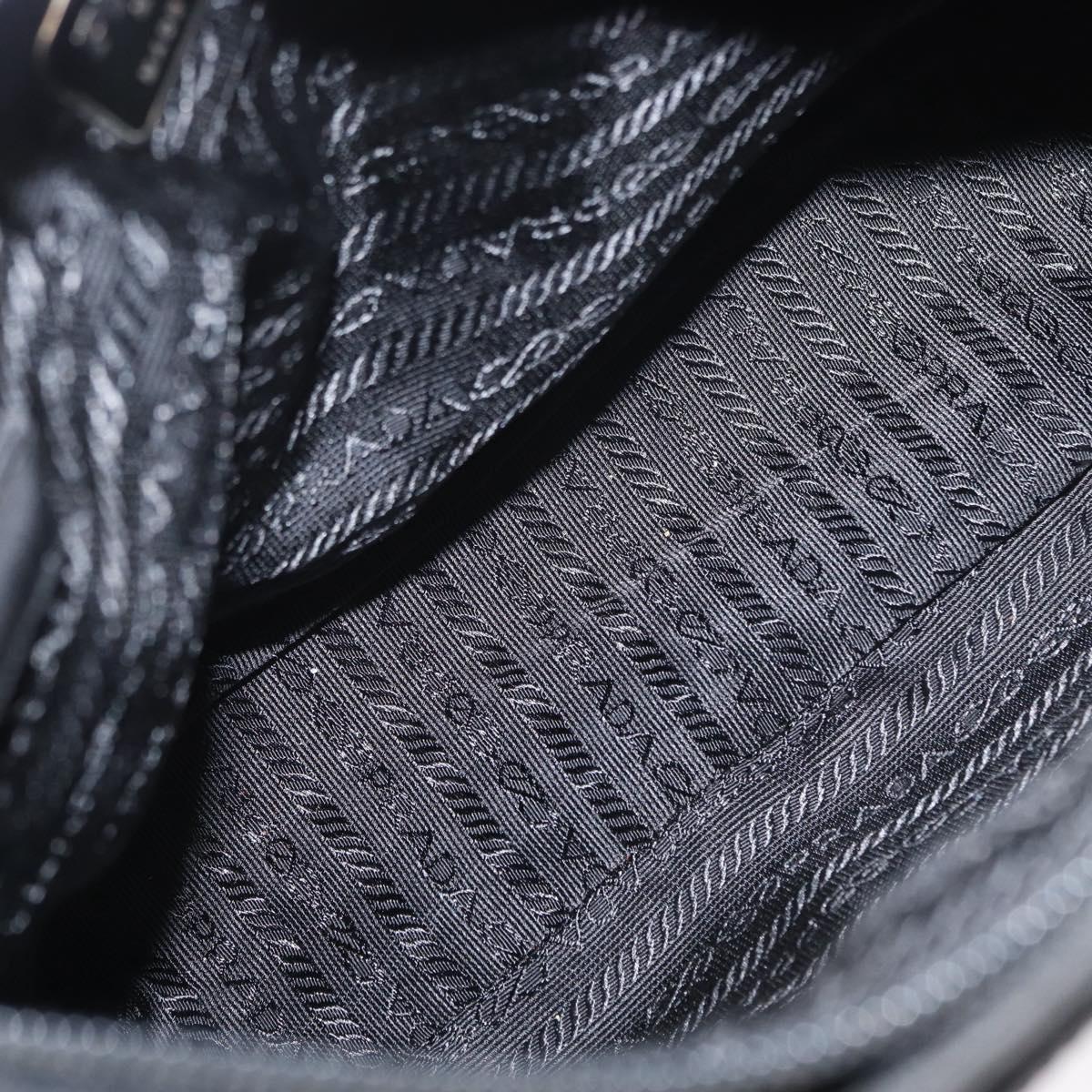 PRADA Tote Bag Nylon Black Silver Auth gh1544