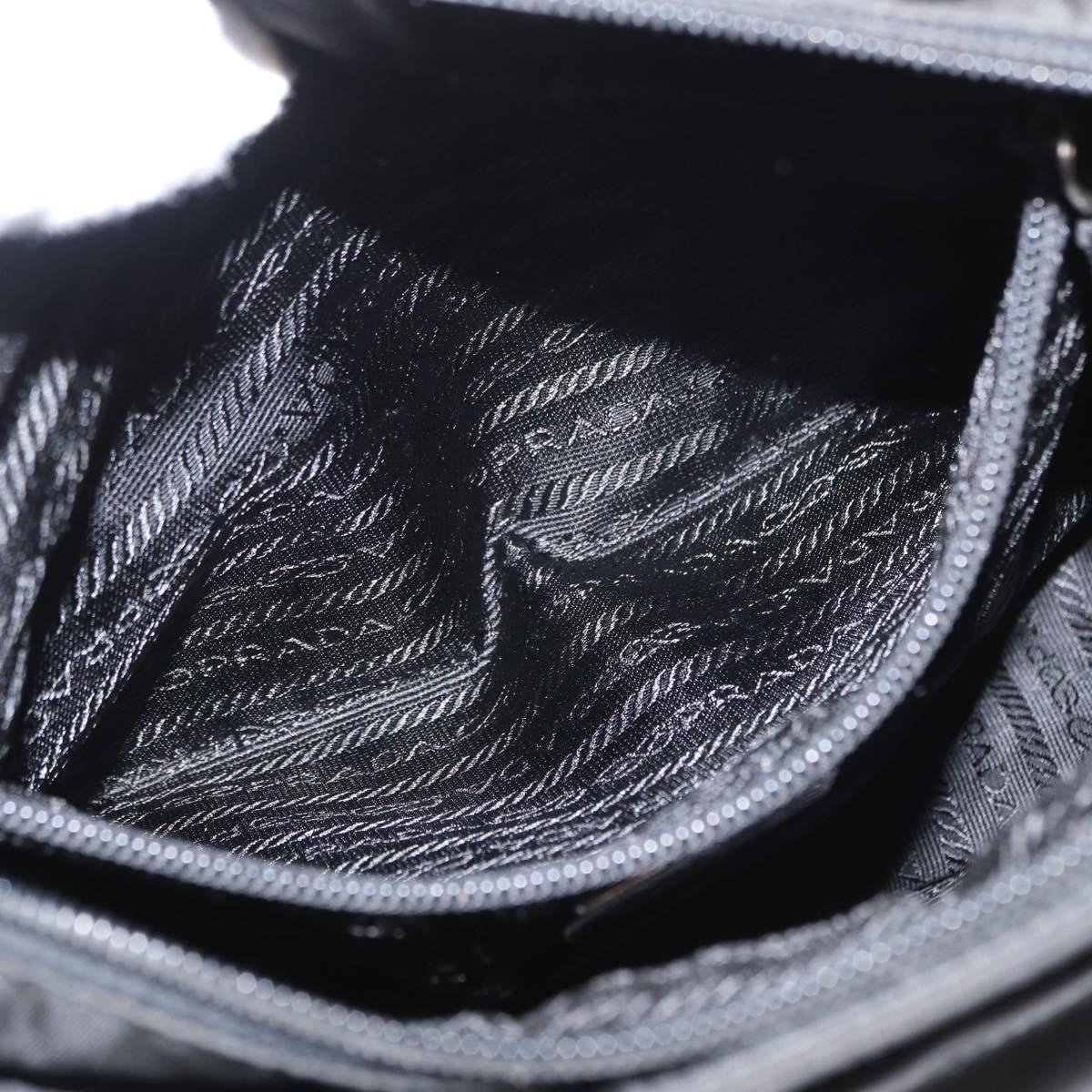 PRADA Tote Bag Nylon Black Silver Auth gh1544