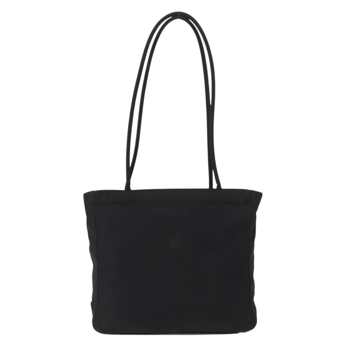 PRADA Tote Bag Nylon Black Silver Auth gh1544