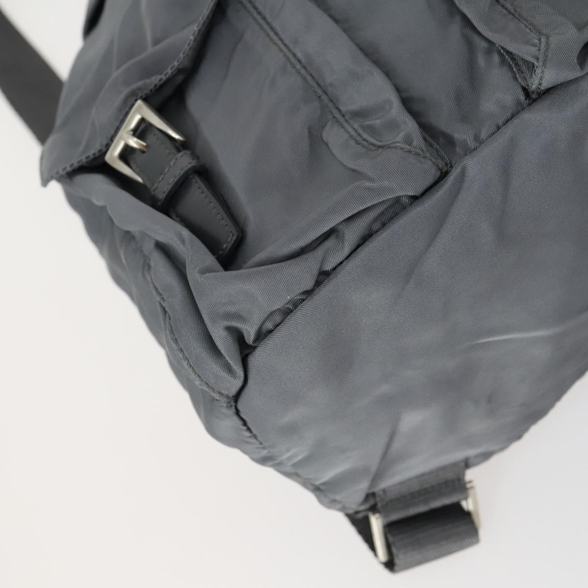 PRADA Backpack Nylon Gray Silver Auth gh1547