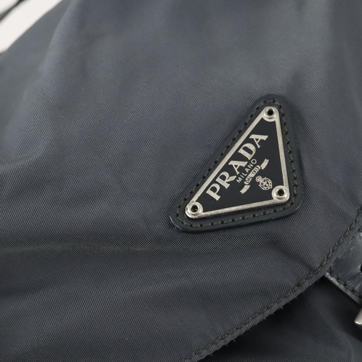 PRADA Backpack Nylon Gray Silver Auth gh1547