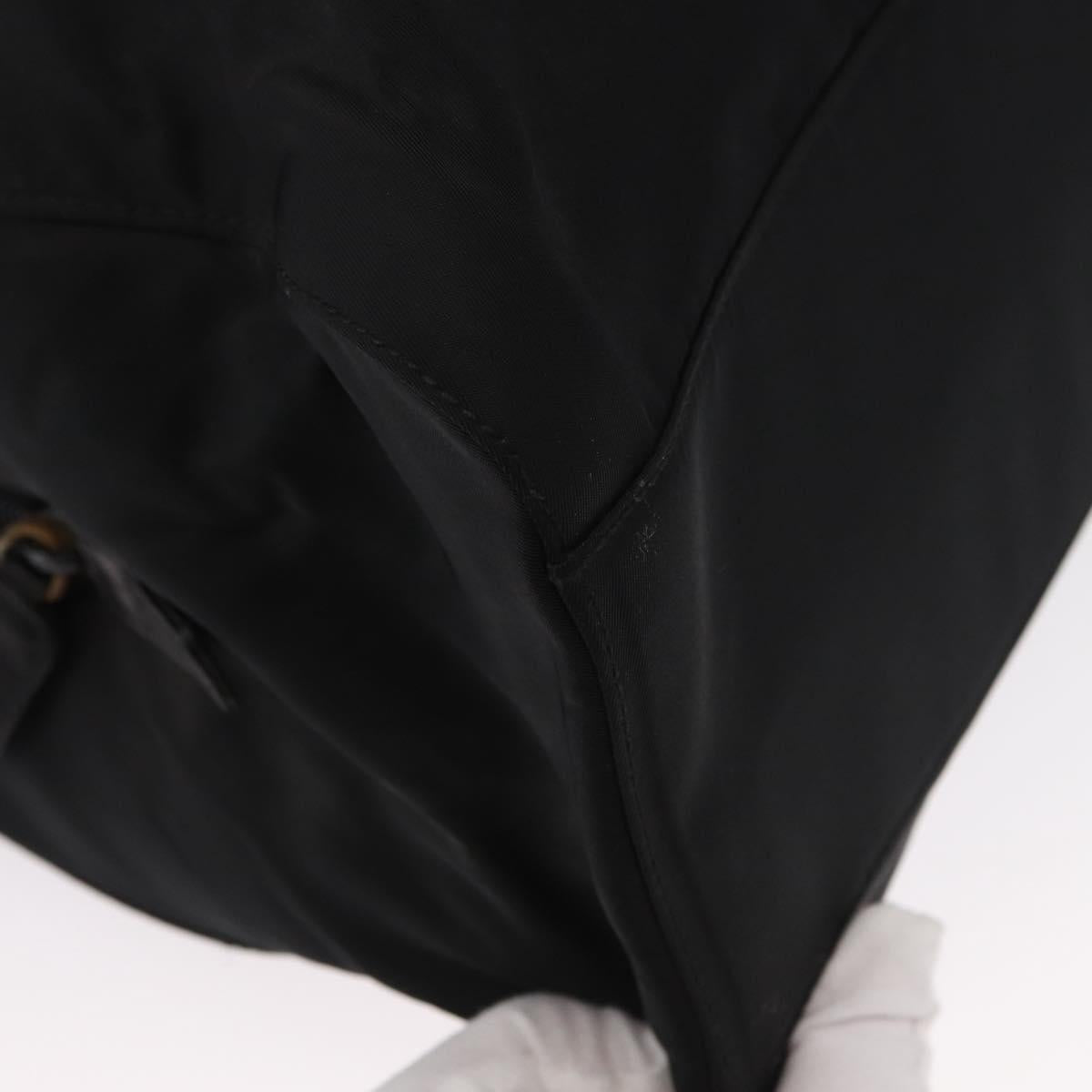 PRADA Chain Shoulder Bag Nylon Black Silver Auth gh1548