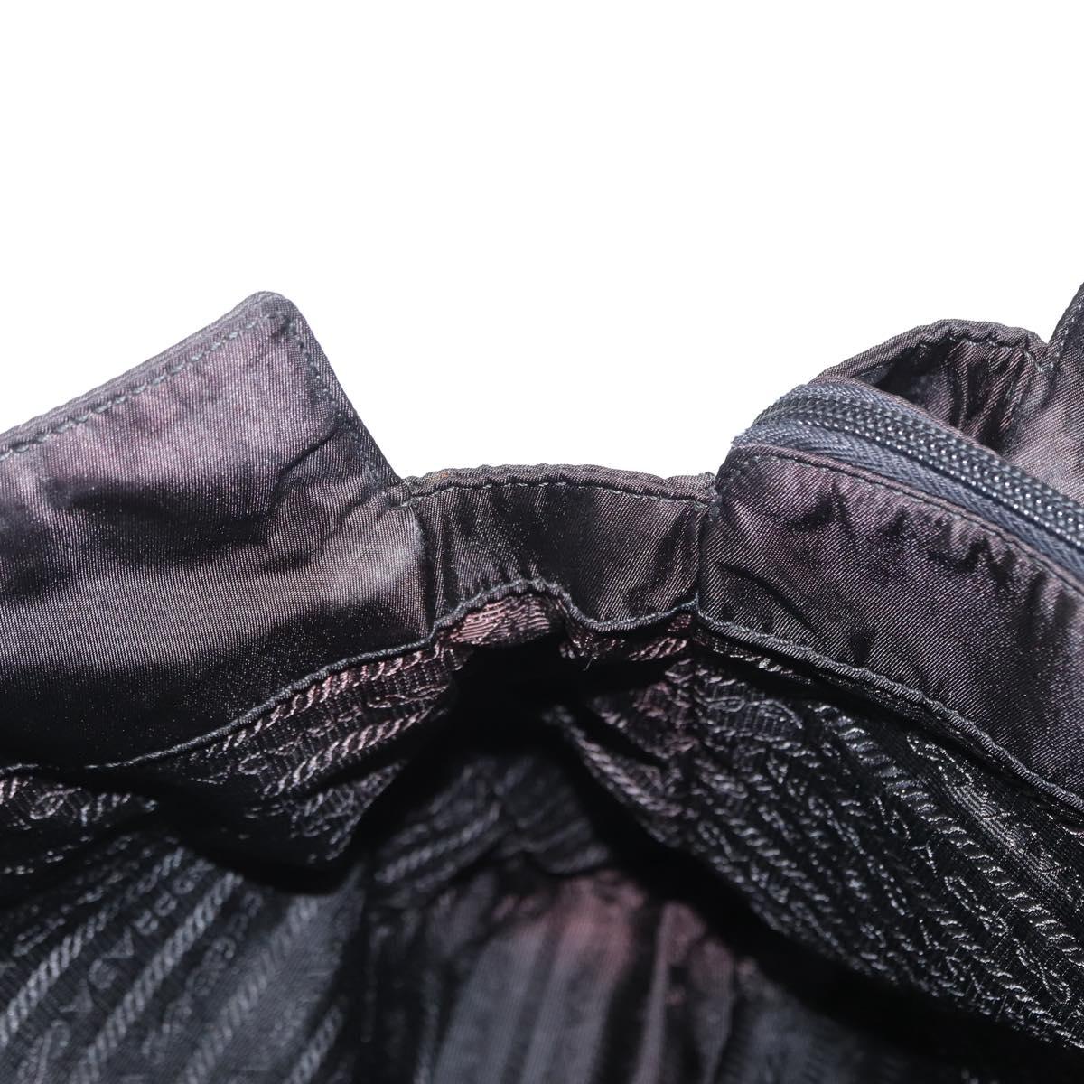 PRADA Chain Shoulder Bag Nylon Black Silver Auth gh1548