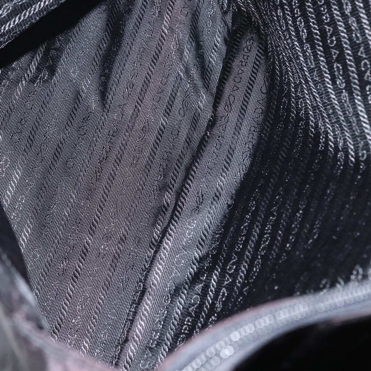 PRADA Chain Shoulder Bag Nylon Black Silver Auth gh1548