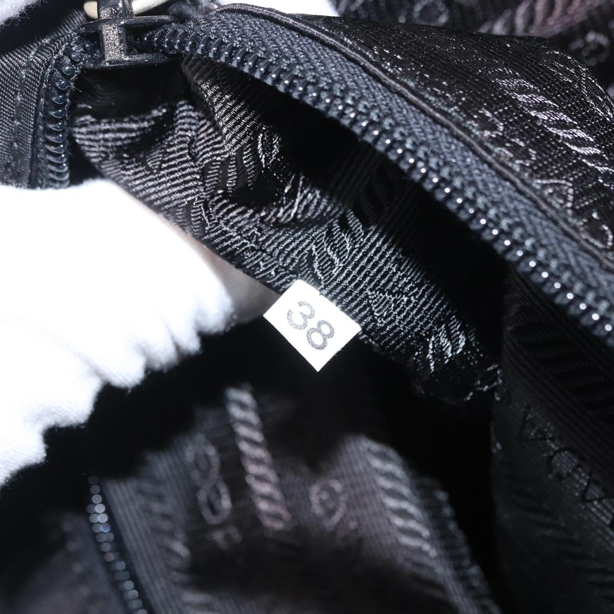 PRADA Chain Shoulder Bag Nylon Black Silver Auth gh1548