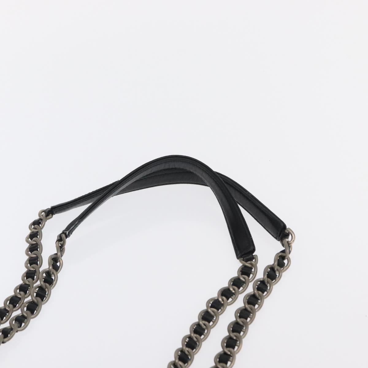 PRADA Chain Shoulder Bag Nylon Black Silver Auth gh1548