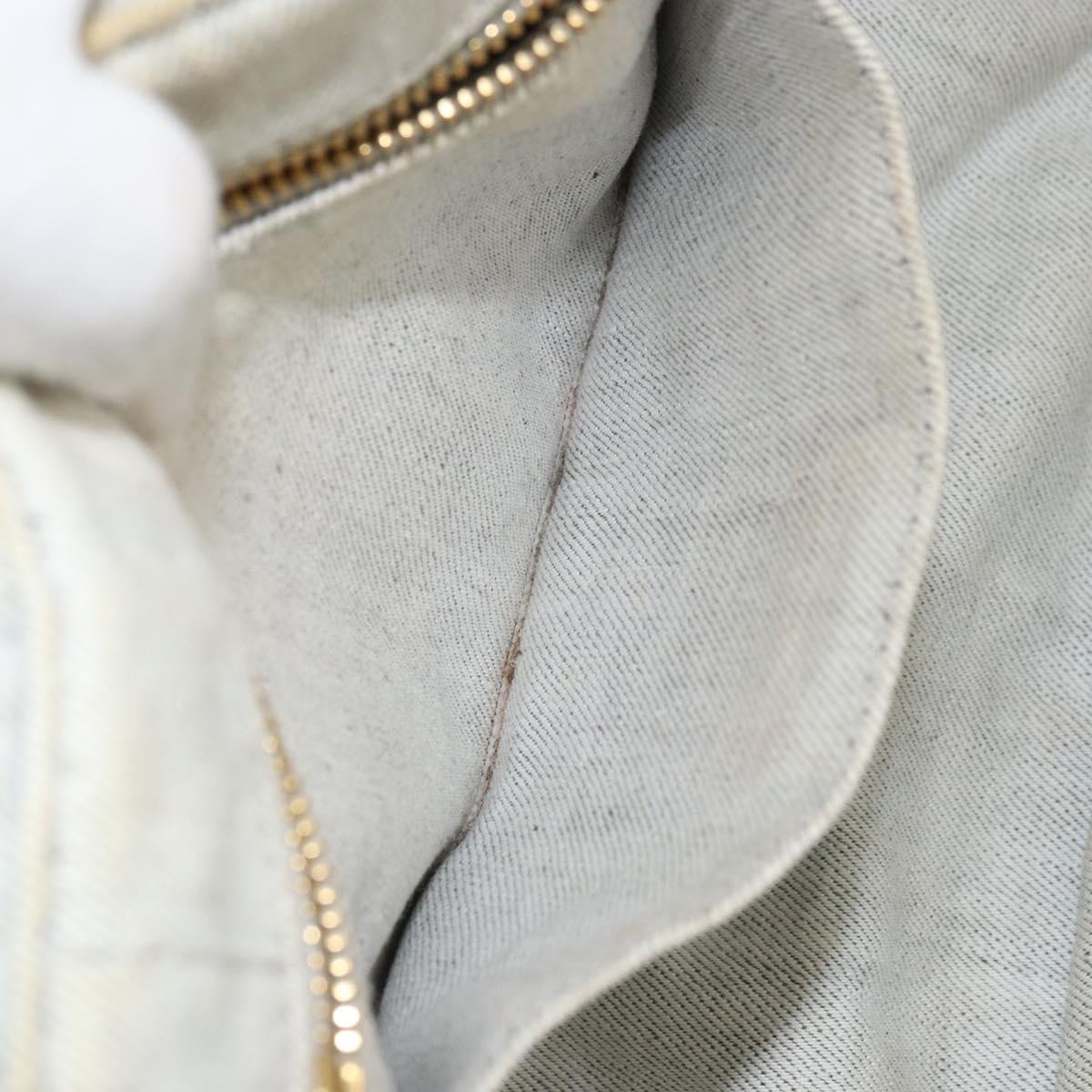 PRADA Canapa PM Hand Bag Canvas Beige Gold Auth gh1549