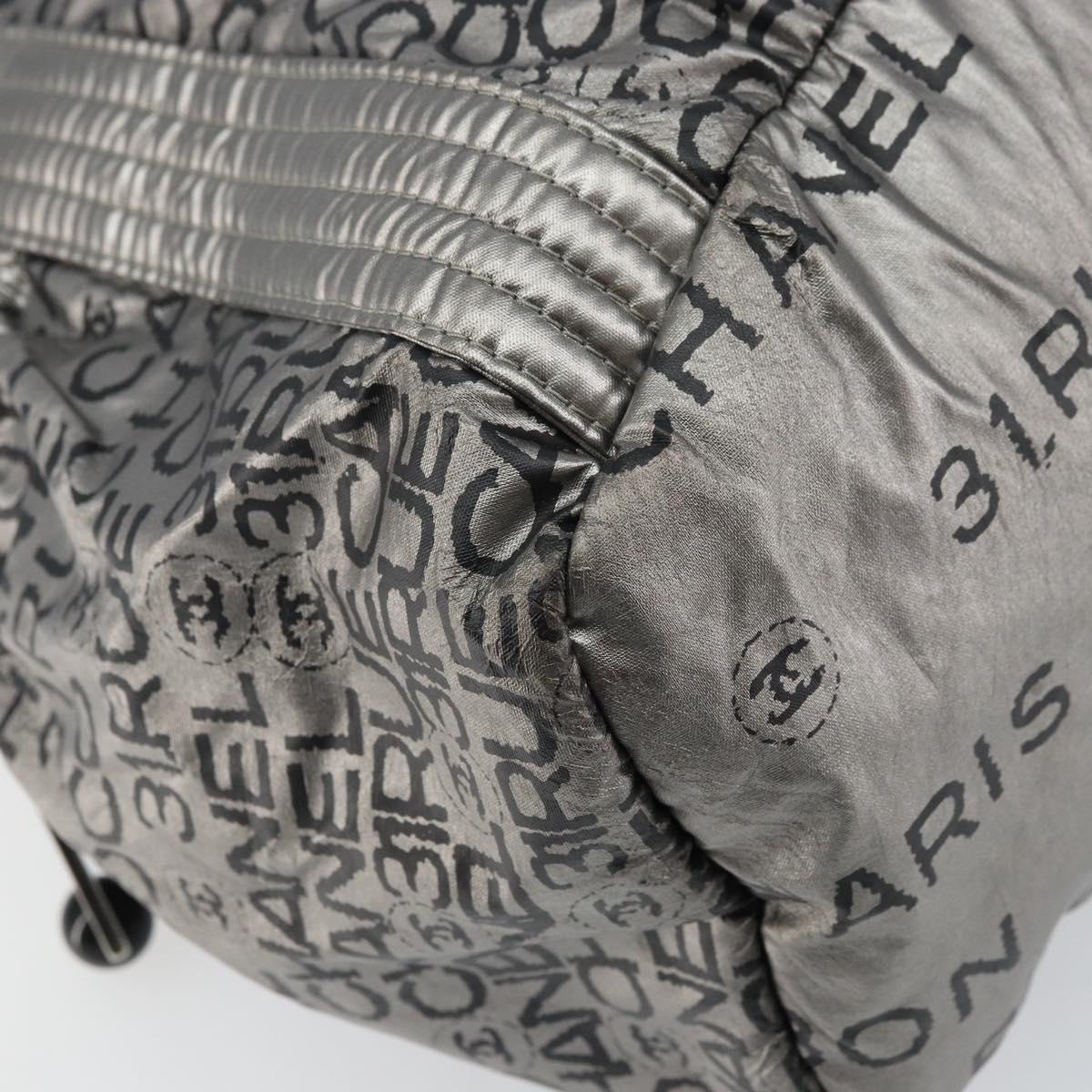 CHANEL Unlimited Tote Bag Nylon Silver CC Auth gh1555