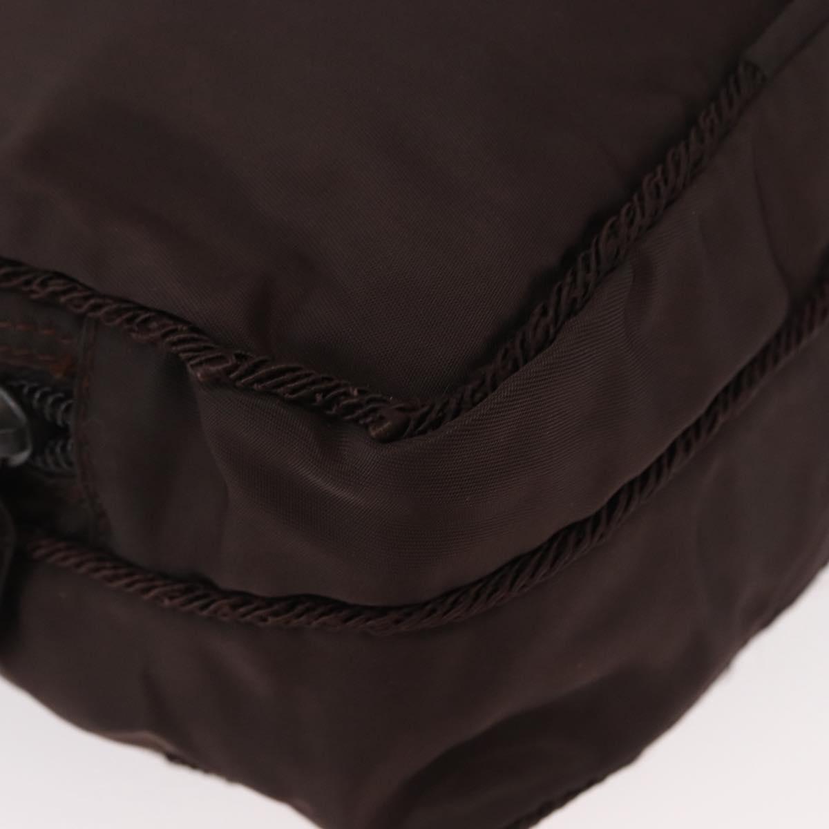 PRADA Shoulder Bag Nylon Brown Gold Auth gh1558