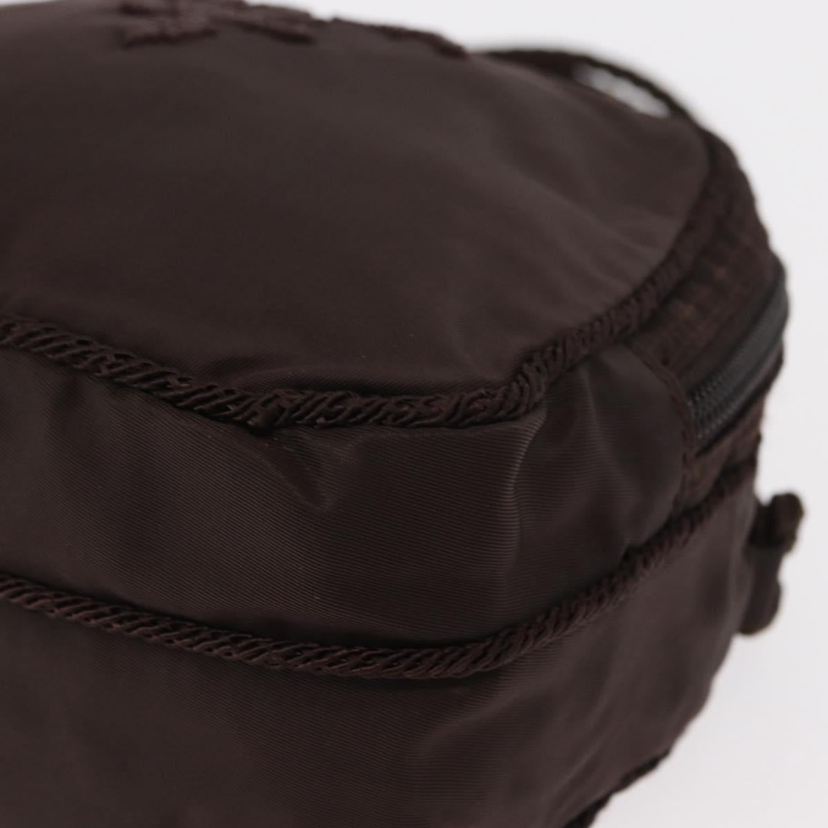 PRADA Shoulder Bag Nylon Brown Gold Auth gh1558