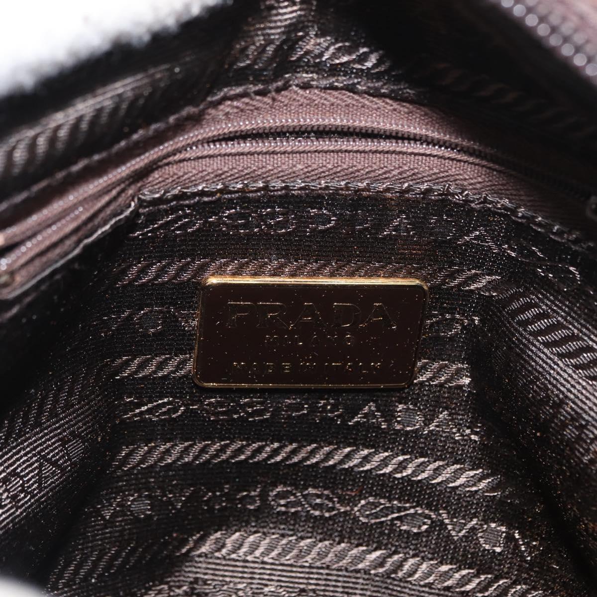 PRADA Shoulder Bag Nylon Brown Gold Auth gh1558