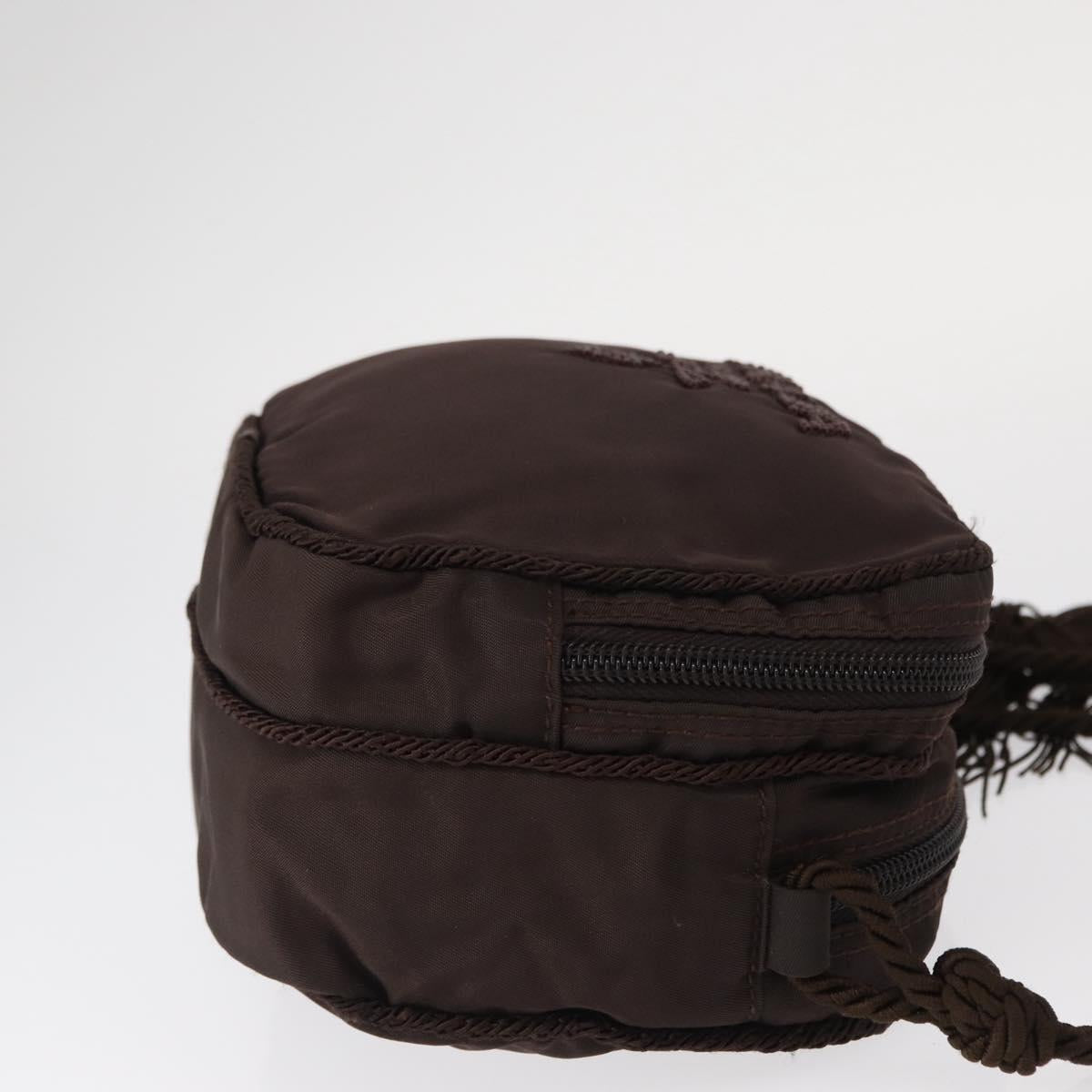 PRADA Shoulder Bag Nylon Brown Gold Auth gh1558