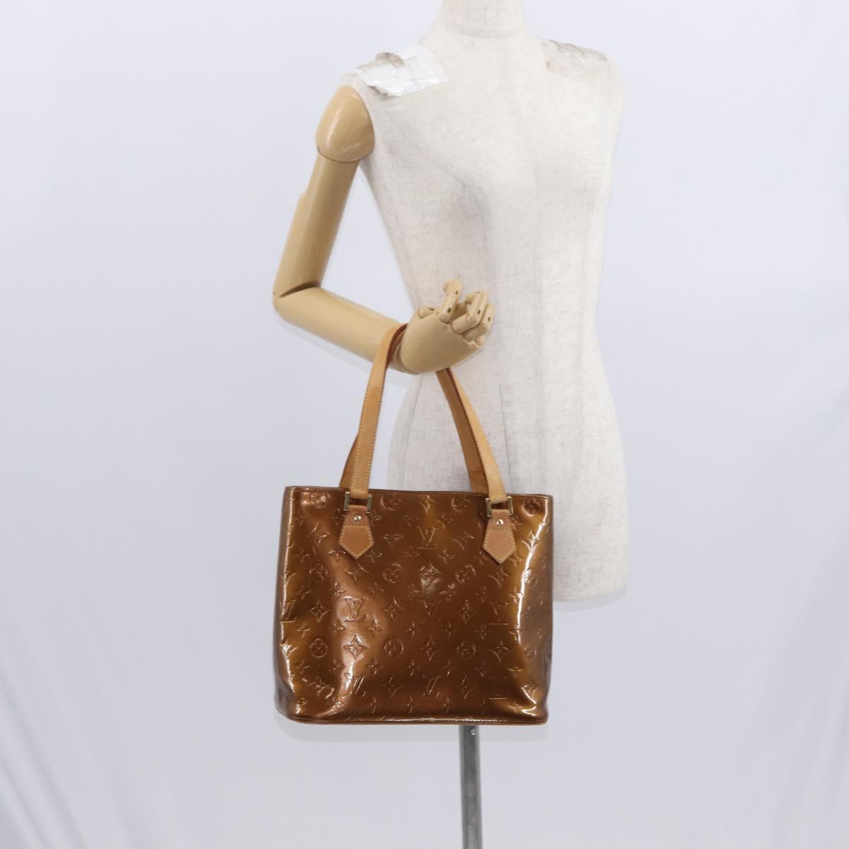 LOUIS VUITTON Monogram Vernis Houston Hand Bag Bronze M91122 LV Auth gh1578