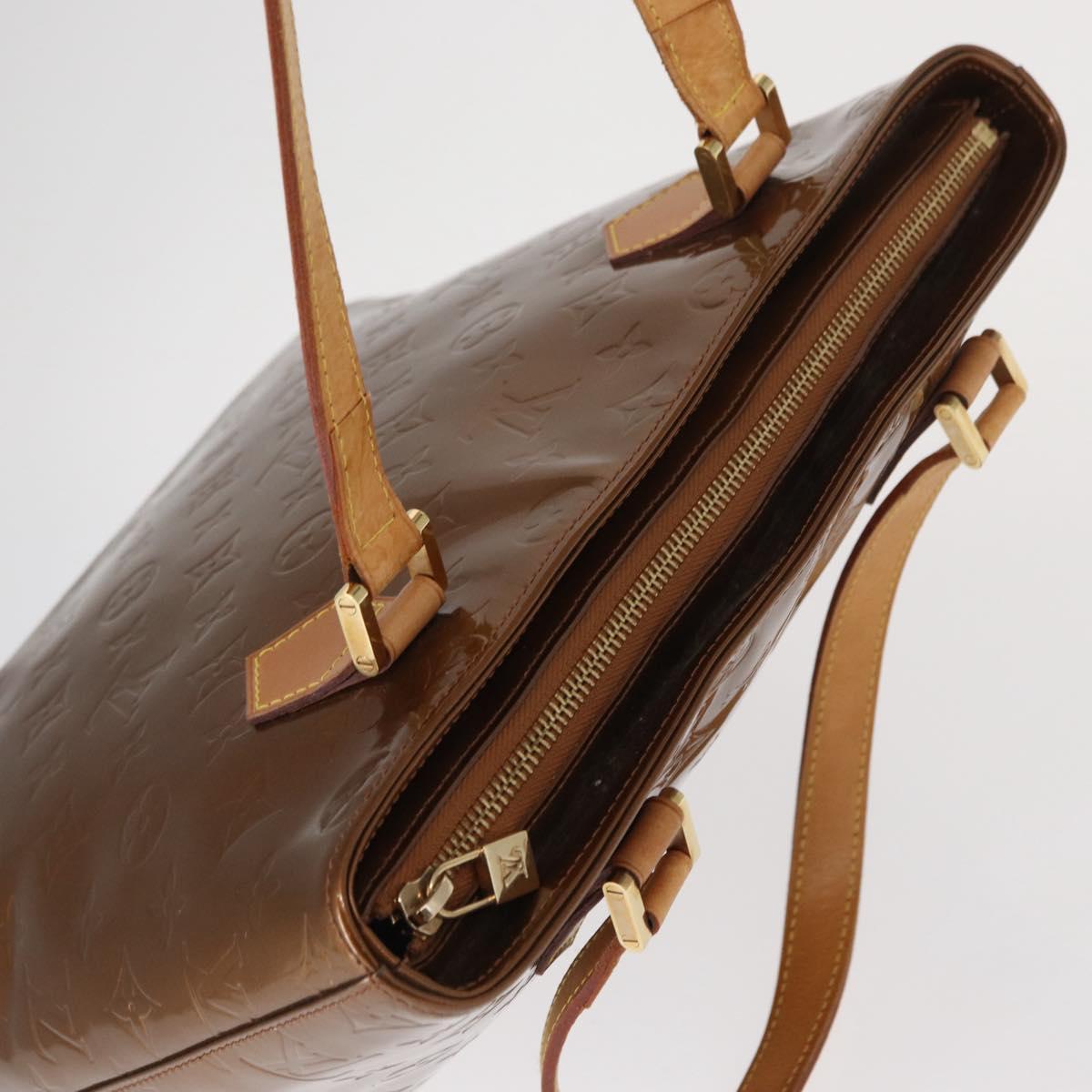 LOUIS VUITTON Monogram Vernis Houston Hand Bag Bronze M91122 LV Auth gh1578