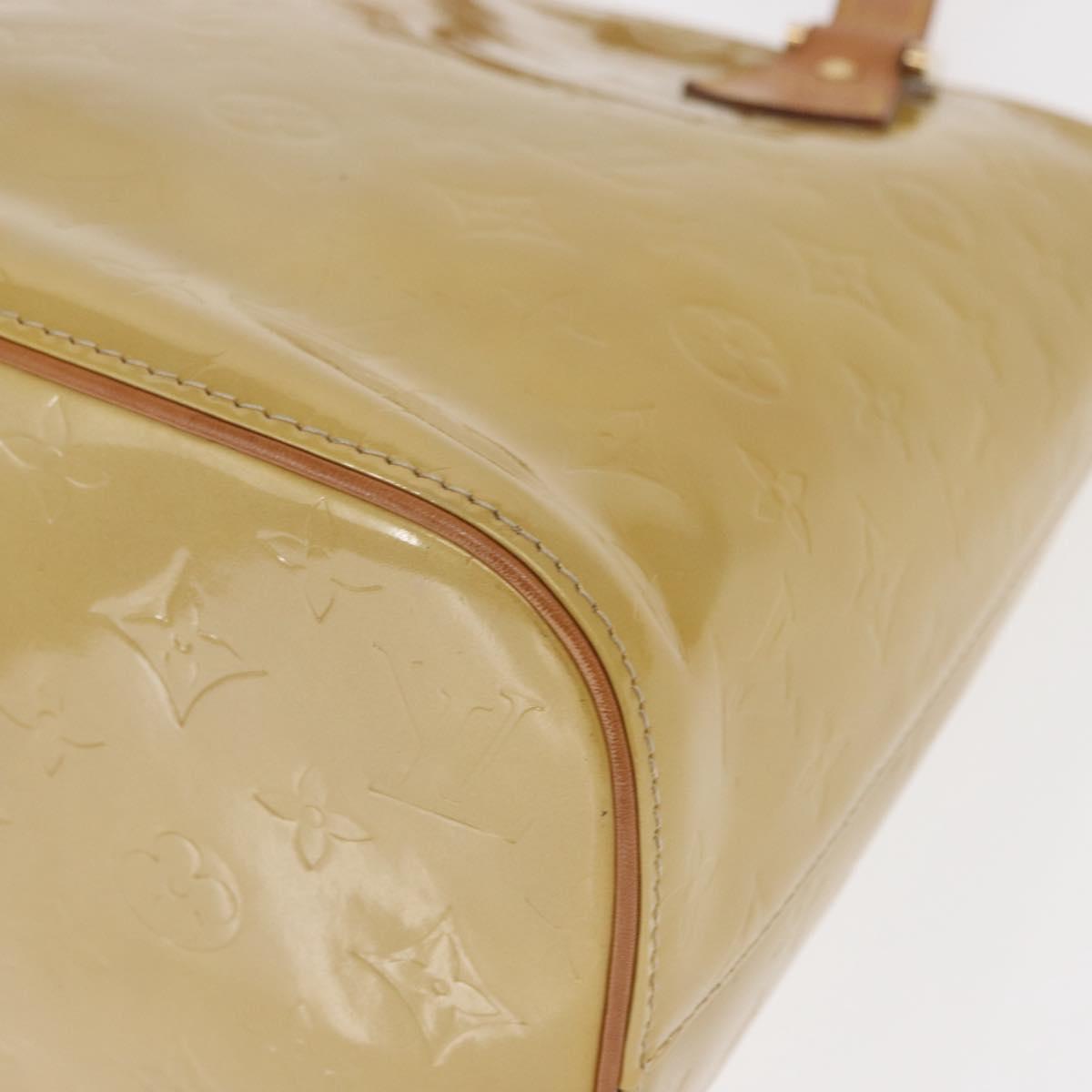 LOUIS VUITTON Monogram Vernis Houston Hand Bag Beige M91004 LV Auth gh1580