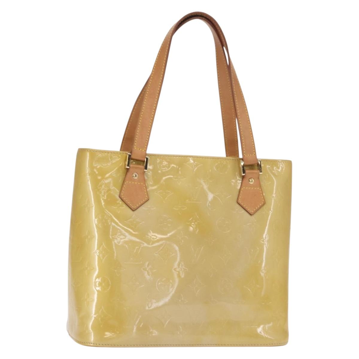 LOUIS VUITTON Monogram Vernis Houston Hand Bag Beige M91004 LV Auth gh1580