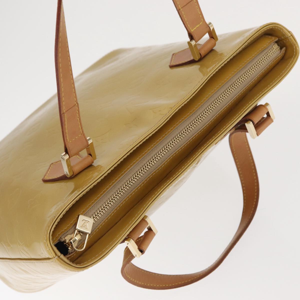 LOUIS VUITTON Monogram Vernis Houston Hand Bag Beige M91004 LV Auth gh1580