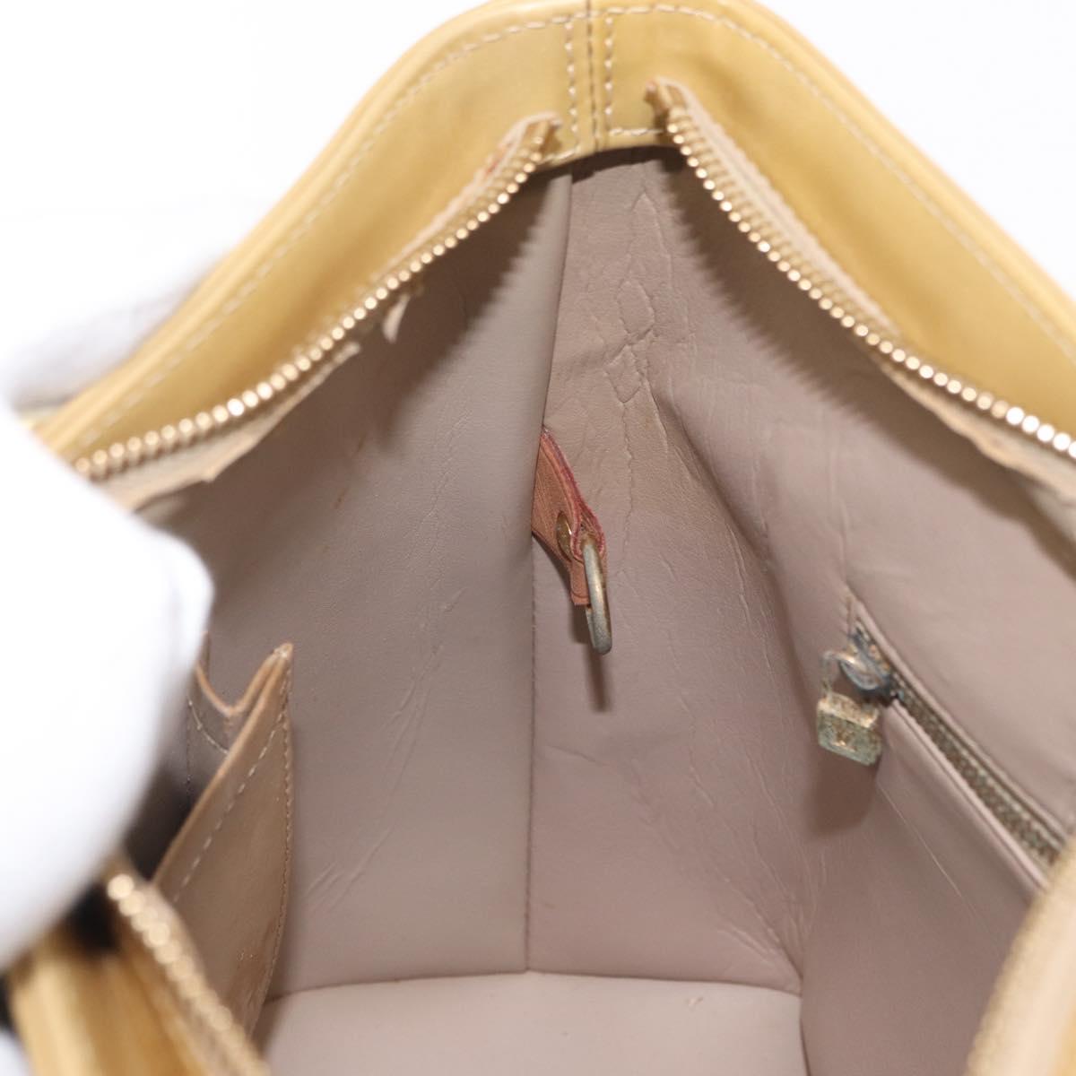 LOUIS VUITTON Monogram Vernis Houston Hand Bag Beige M91004 LV Auth gh1582