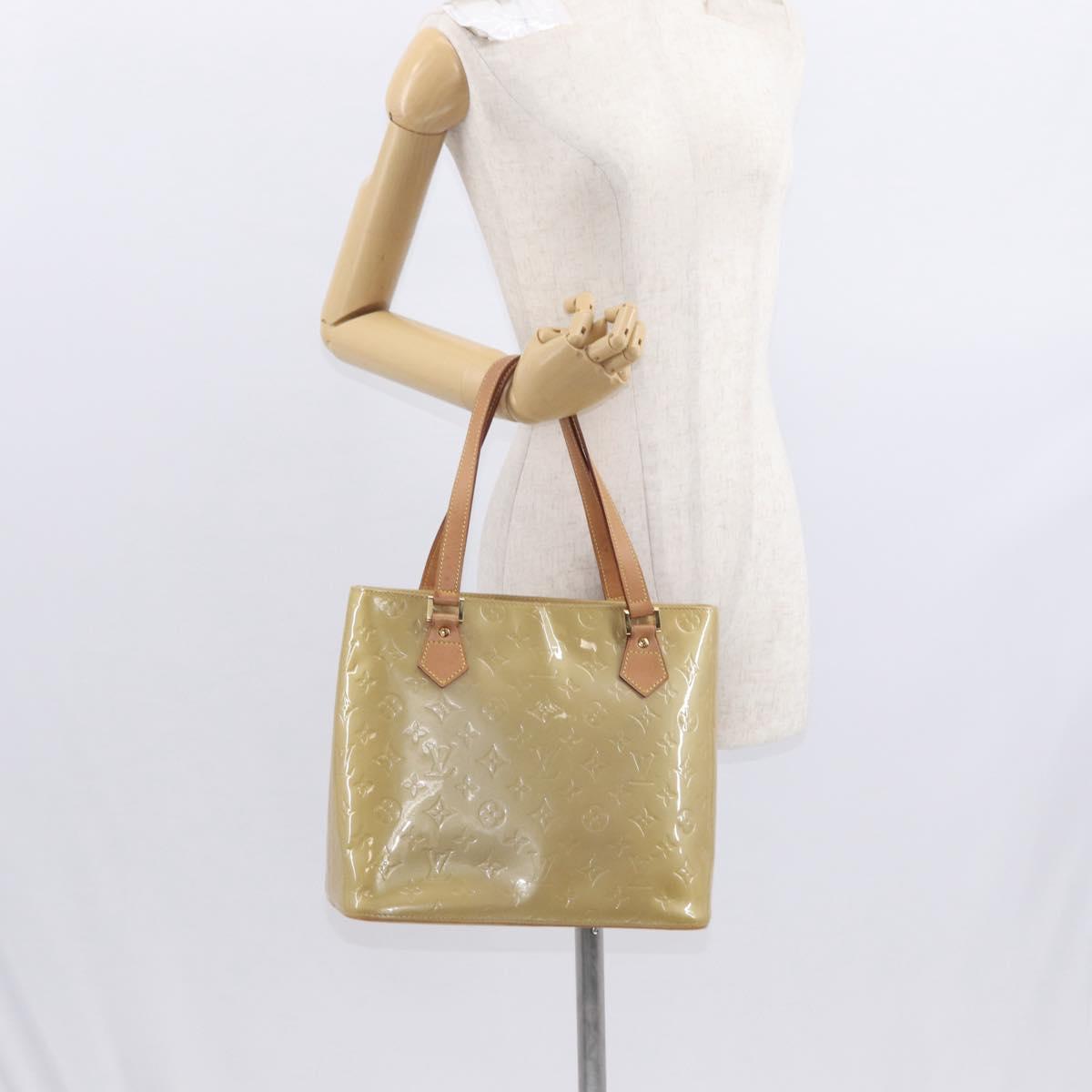 LOUIS VUITTON Monogram Vernis Houston Hand Bag Beige M91004 LV Auth gh1582