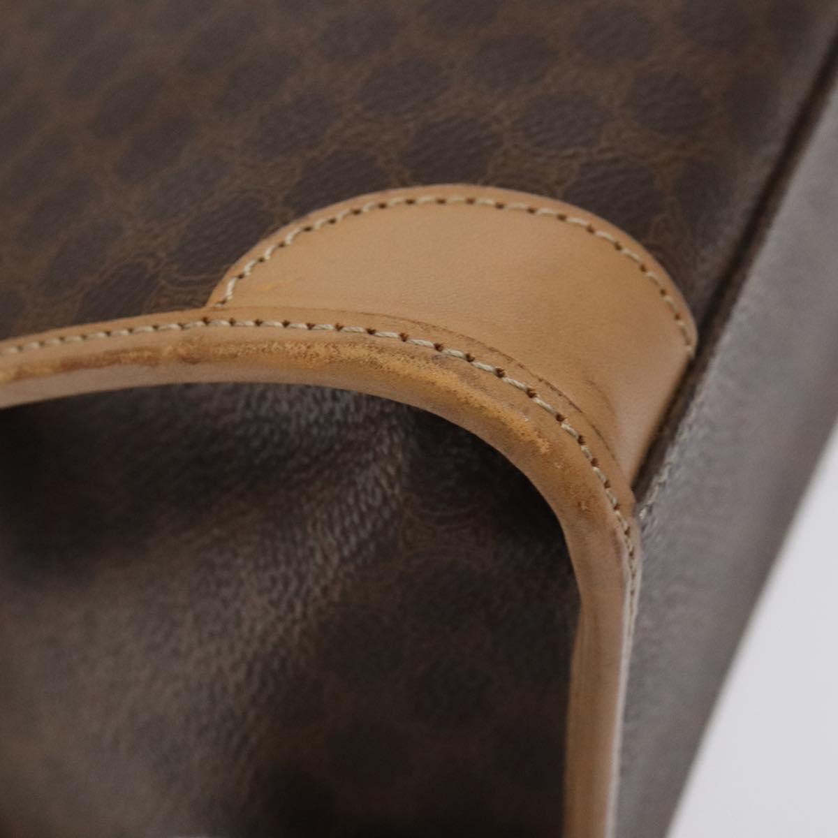 CELINE Macadam Canvas Hand Bag PVC Leather Brown Gold Auth gh161
