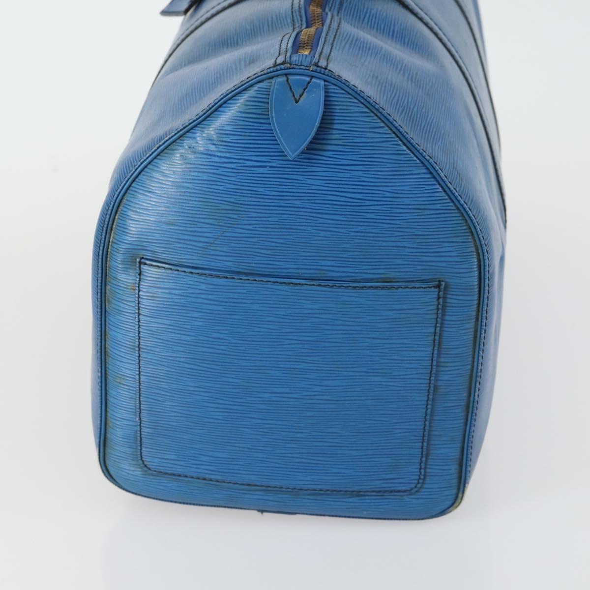 LOUIS VUITTON Epi Keepall 50 Boston Bag Blue M42965 LV Auth gh1615