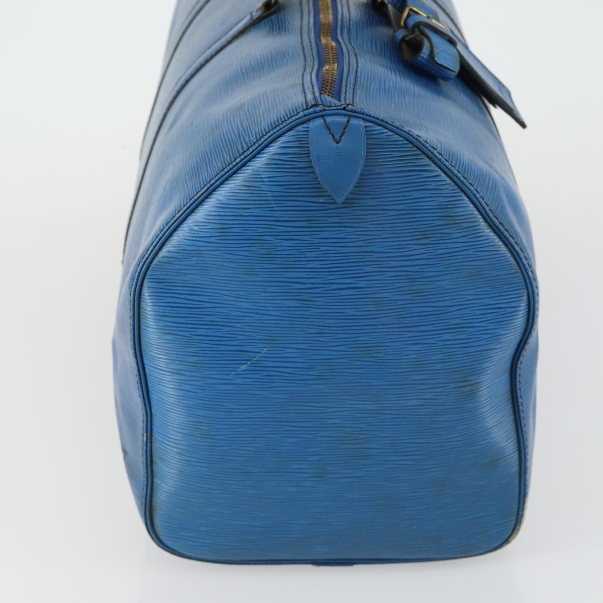 LOUIS VUITTON Epi Keepall 50 Boston Bag Blue M42965 LV Auth gh1615