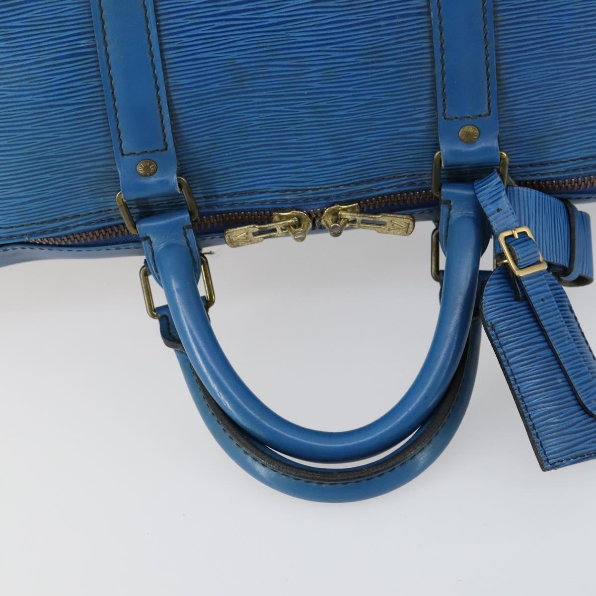 LOUIS VUITTON Epi Keepall 50 Boston Bag Blue M42965 LV Auth gh1615