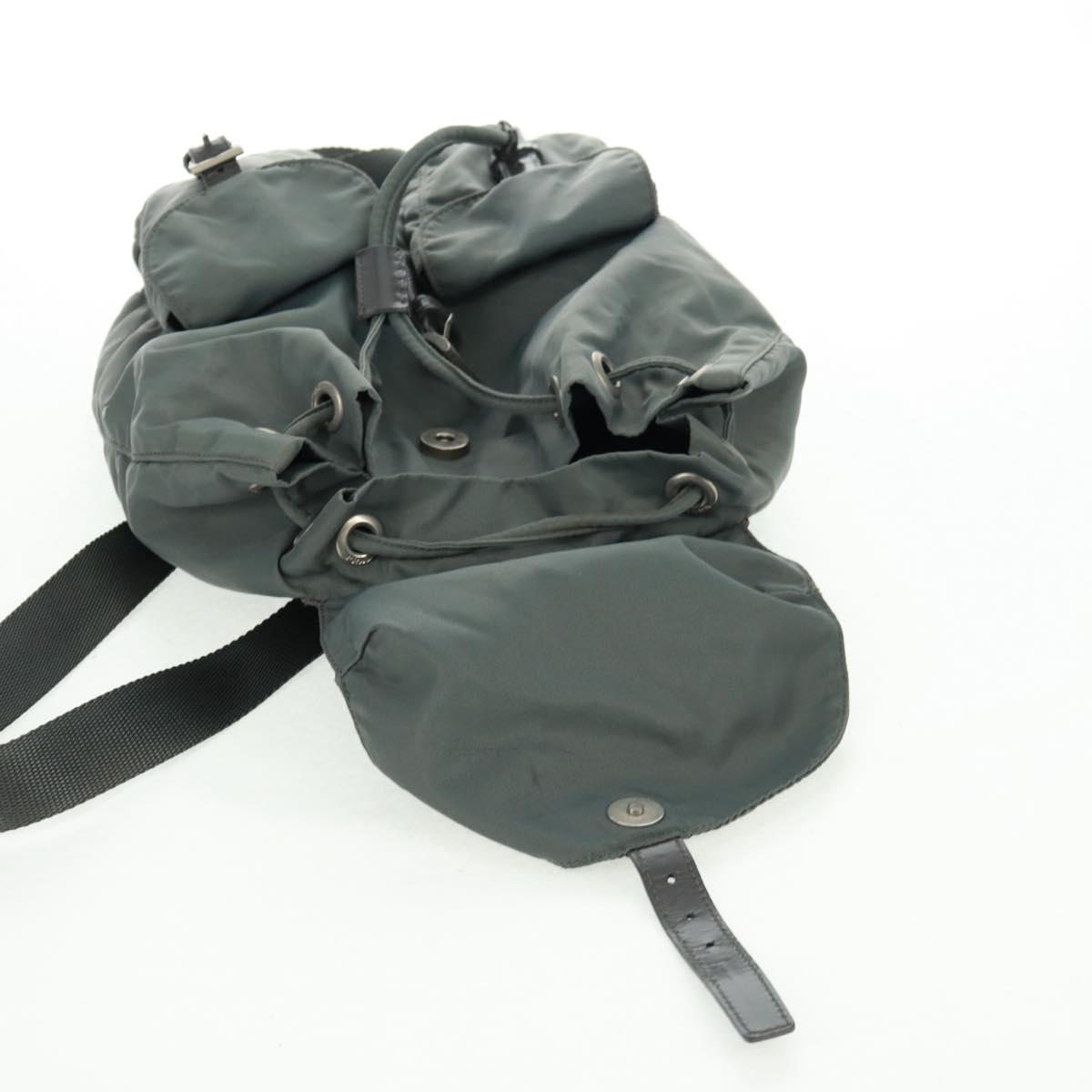 PRADA Backpack Nylon Gray Silver Auth gh1618