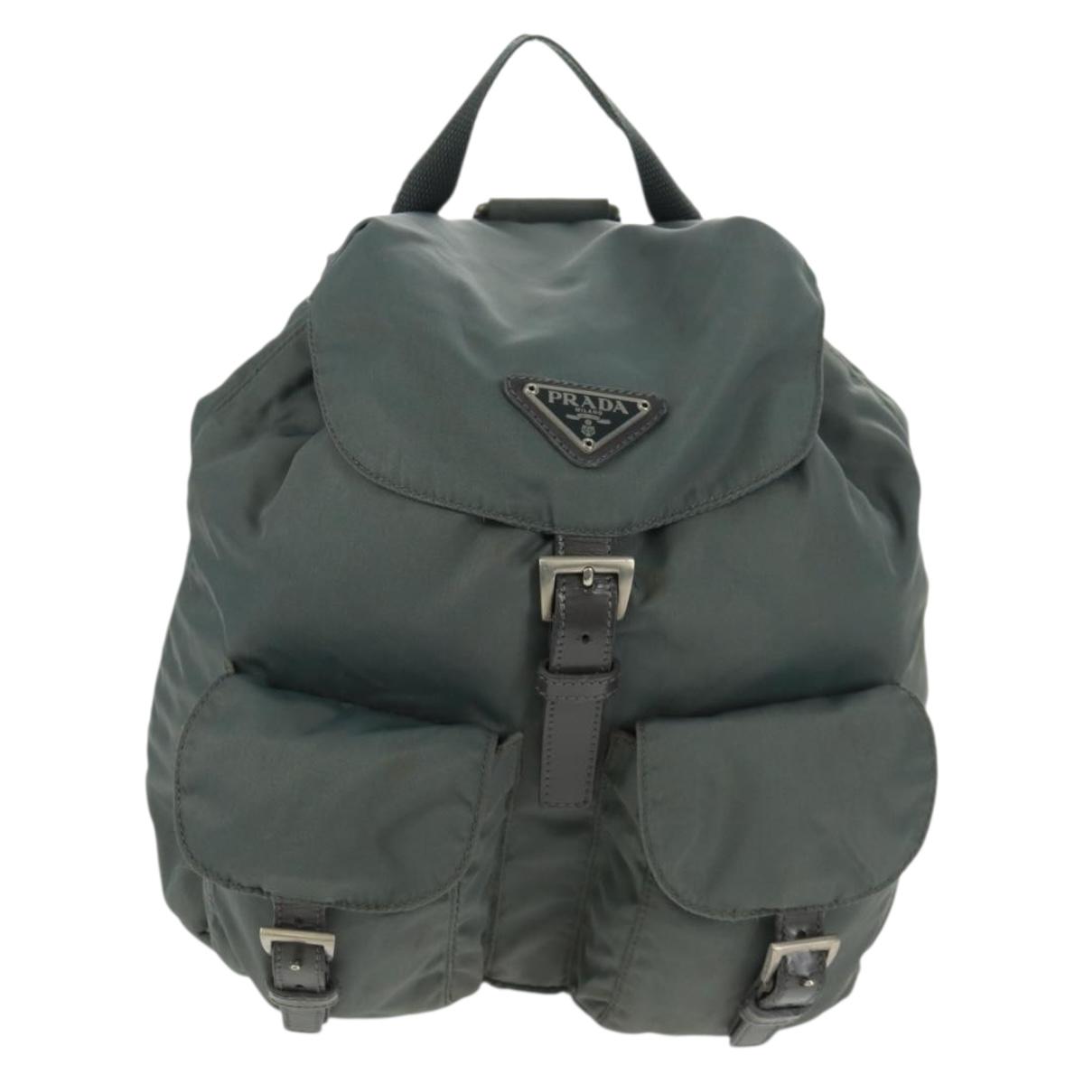 PRADA Backpack Nylon Gray Silver Auth gh1618