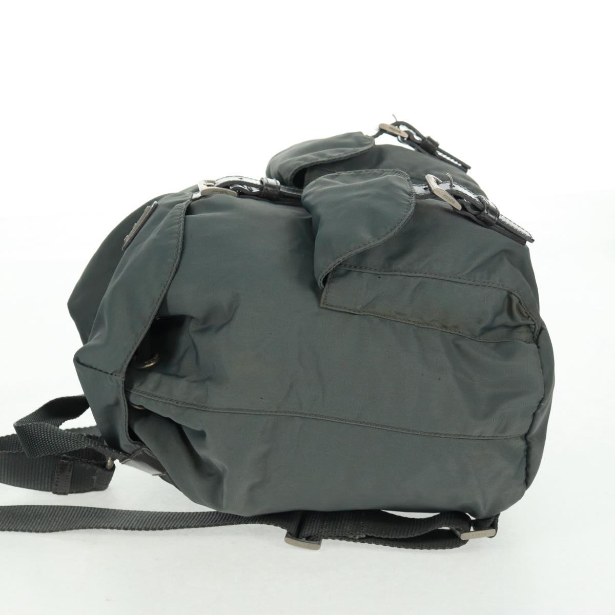 PRADA Backpack Nylon Gray Silver Auth gh1618