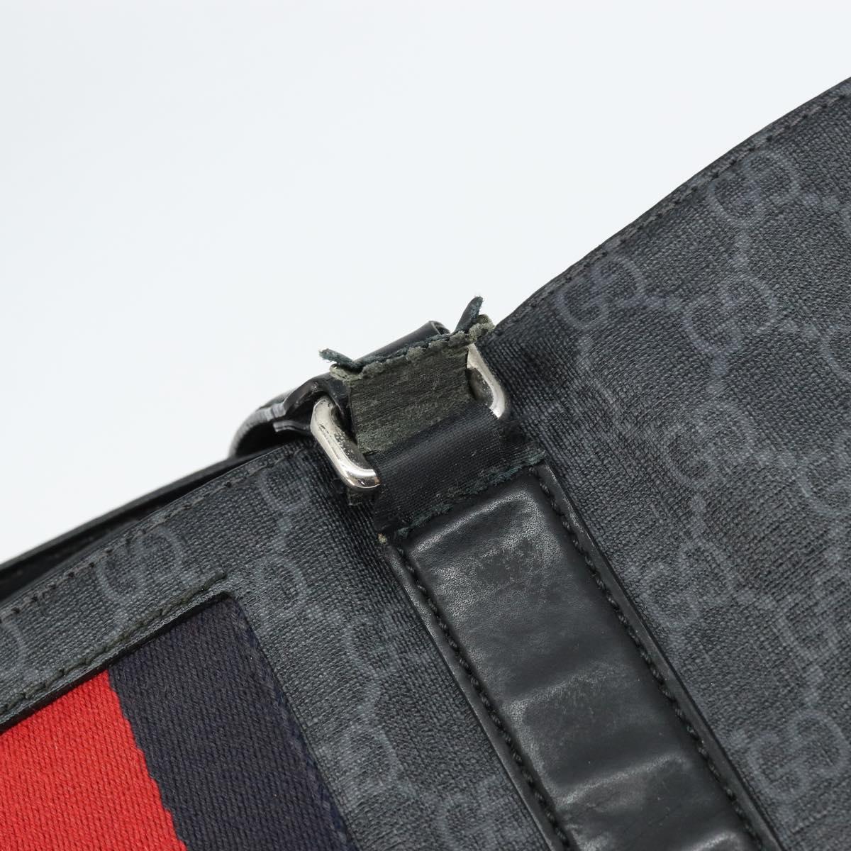 GUCCI GG Supreme Sherry Line Tote Bag PVC Red Black 495560 Auth gh1621
