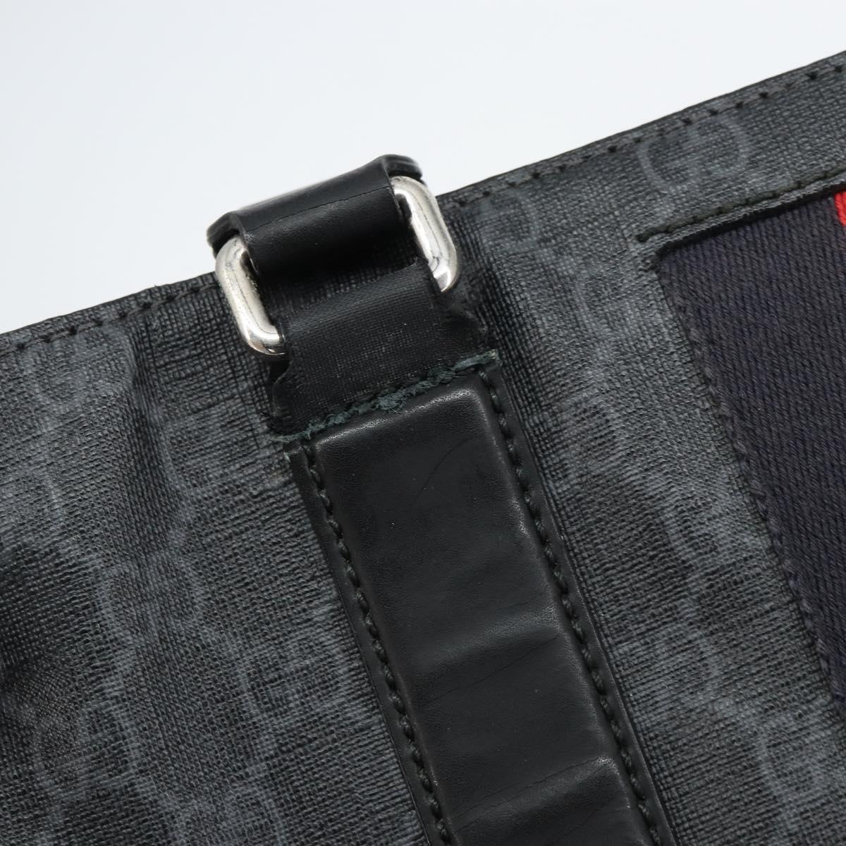 GUCCI GG Supreme Sherry Line Tote Bag PVC Red Black 495560 Auth gh1621