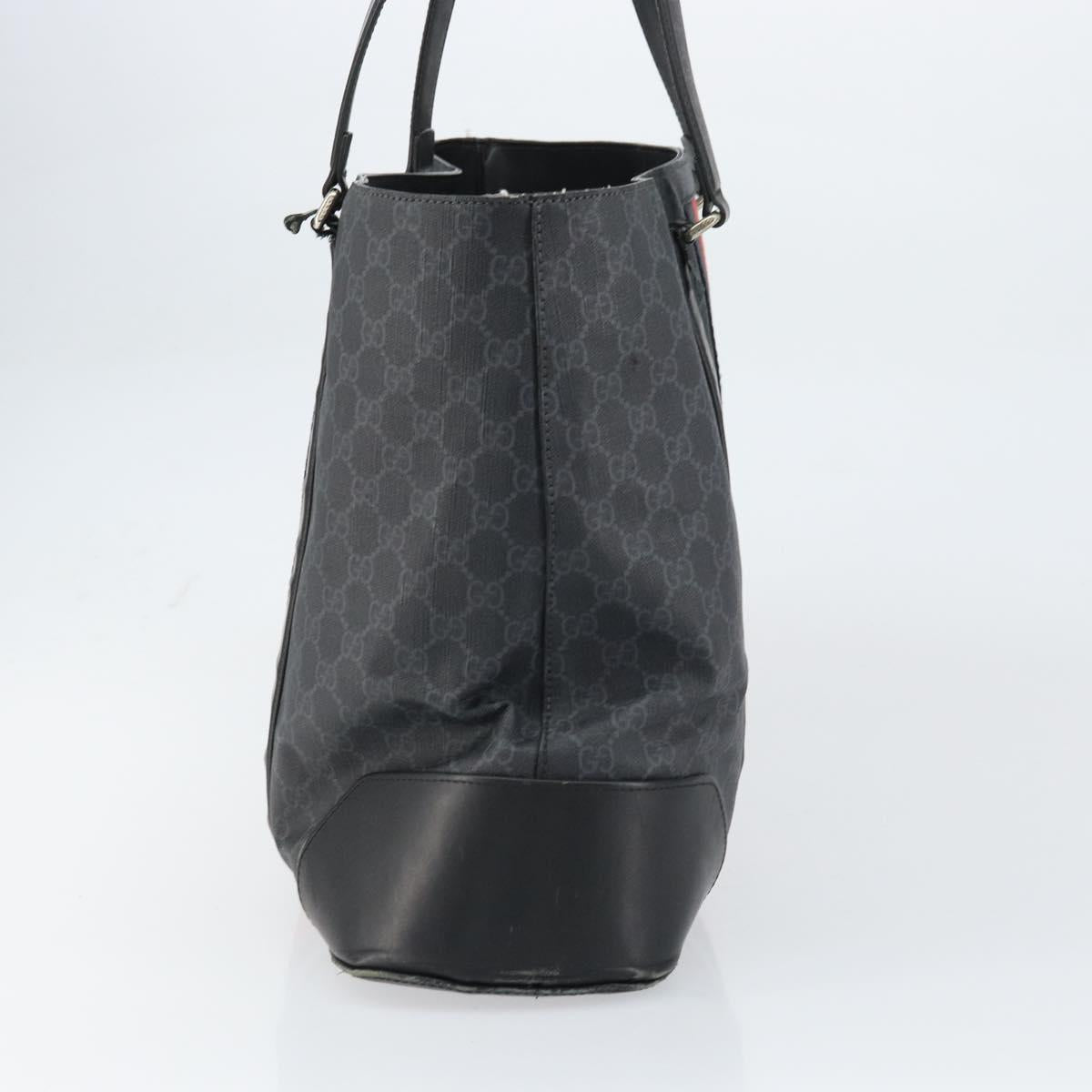 GUCCI GG Supreme Sherry Line Tote Bag PVC Red Black 495560 Auth gh1621