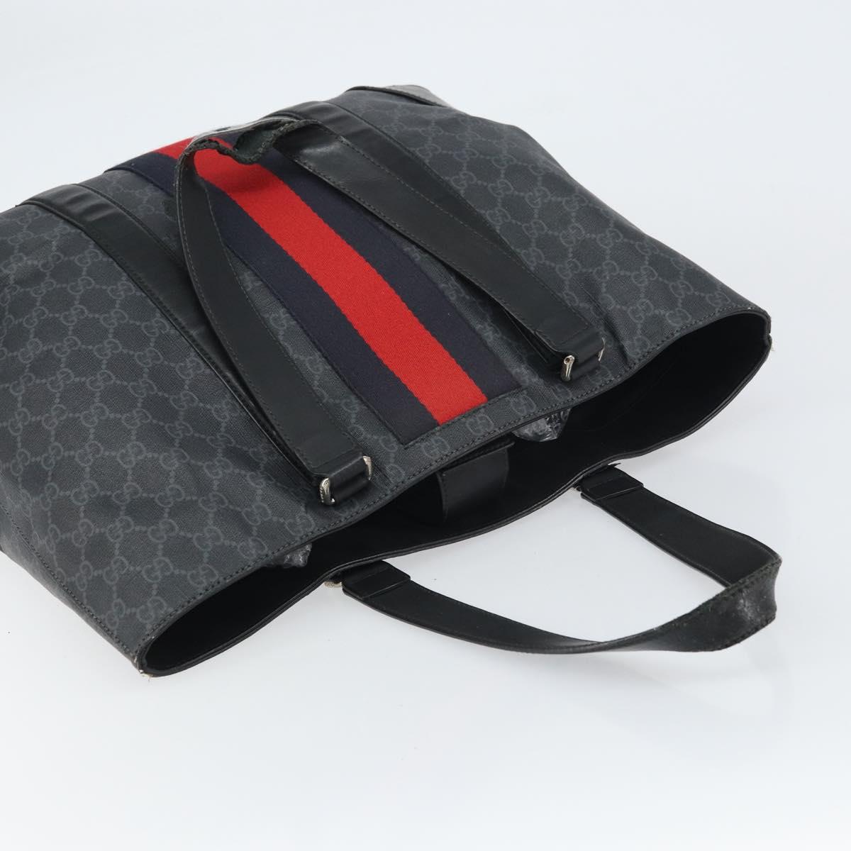 GUCCI GG Supreme Sherry Line Tote Bag PVC Red Black 495560 Auth gh1621
