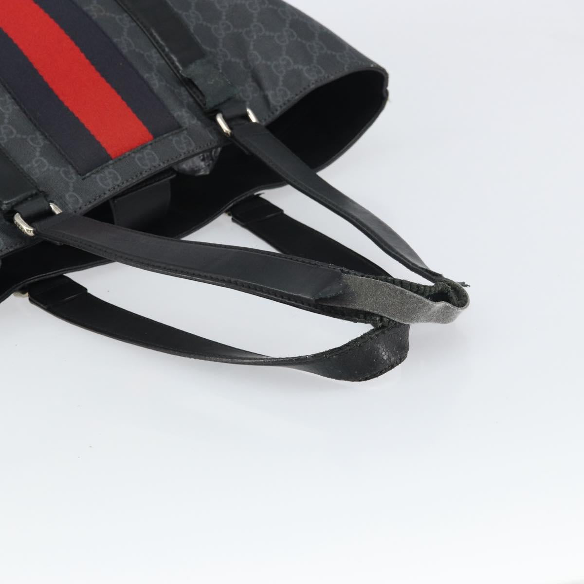 GUCCI GG Supreme Sherry Line Tote Bag PVC Red Black 495560 Auth gh1621