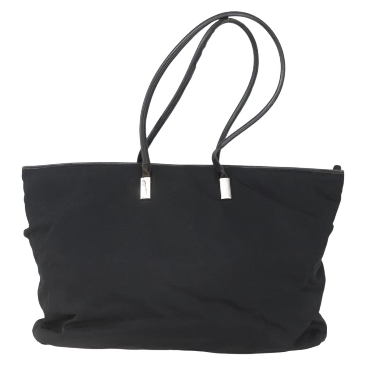 GUCCI Tote Bag Nylon Black Silver 002 2123 0455 Auth gh1622