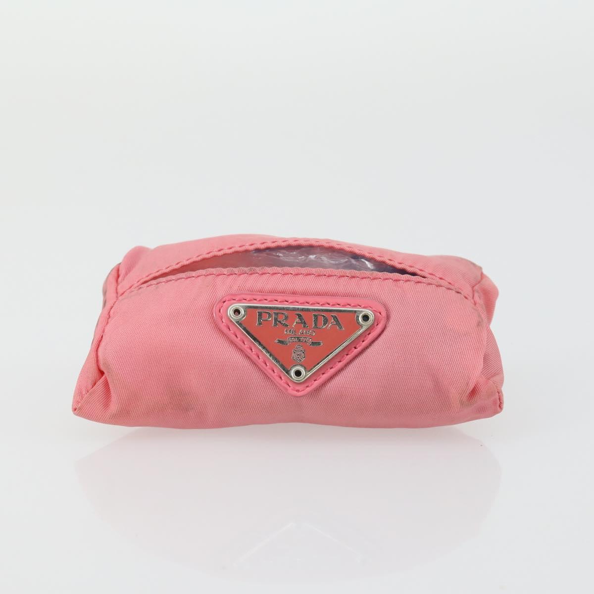 Burberrys PRADA Nova Check Pouch Nylon Canvas 3 Set Pink Brown beige Auth gh1623