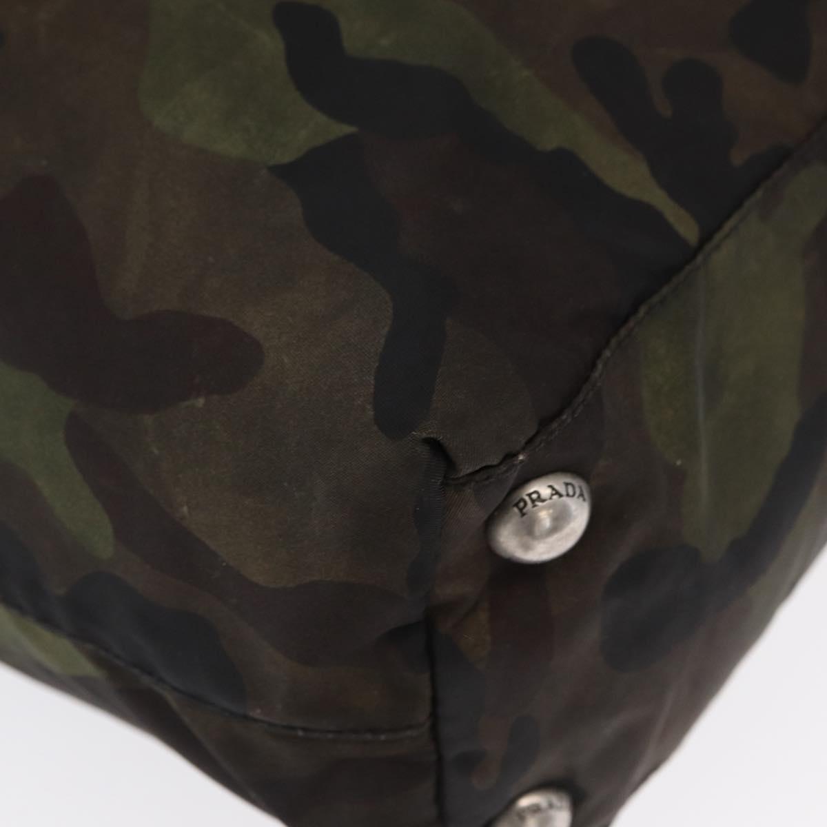 PRADA Camouflage Tote Bag Nylon Khaki Auth gh1628