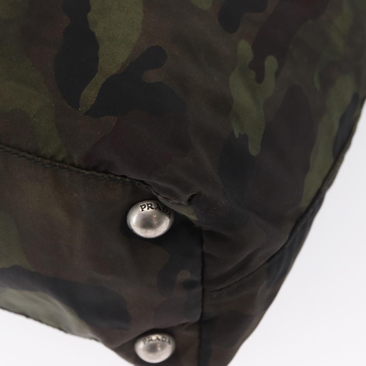 PRADA Camouflage Tote Bag Nylon Khaki Auth gh1628
