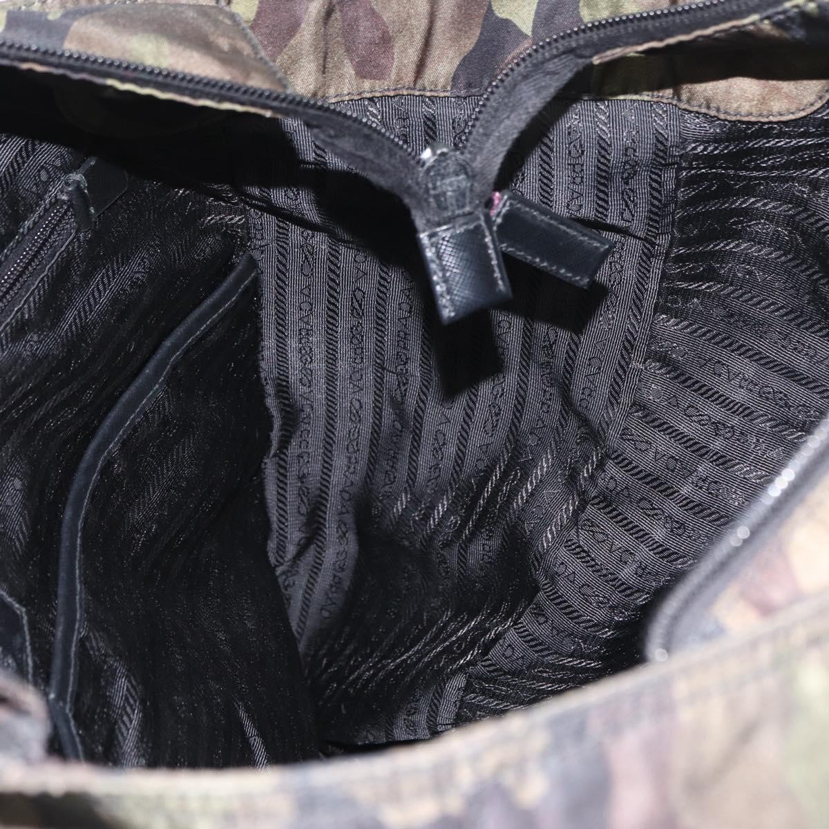 PRADA Camouflage Tote Bag Nylon Khaki Auth gh1628