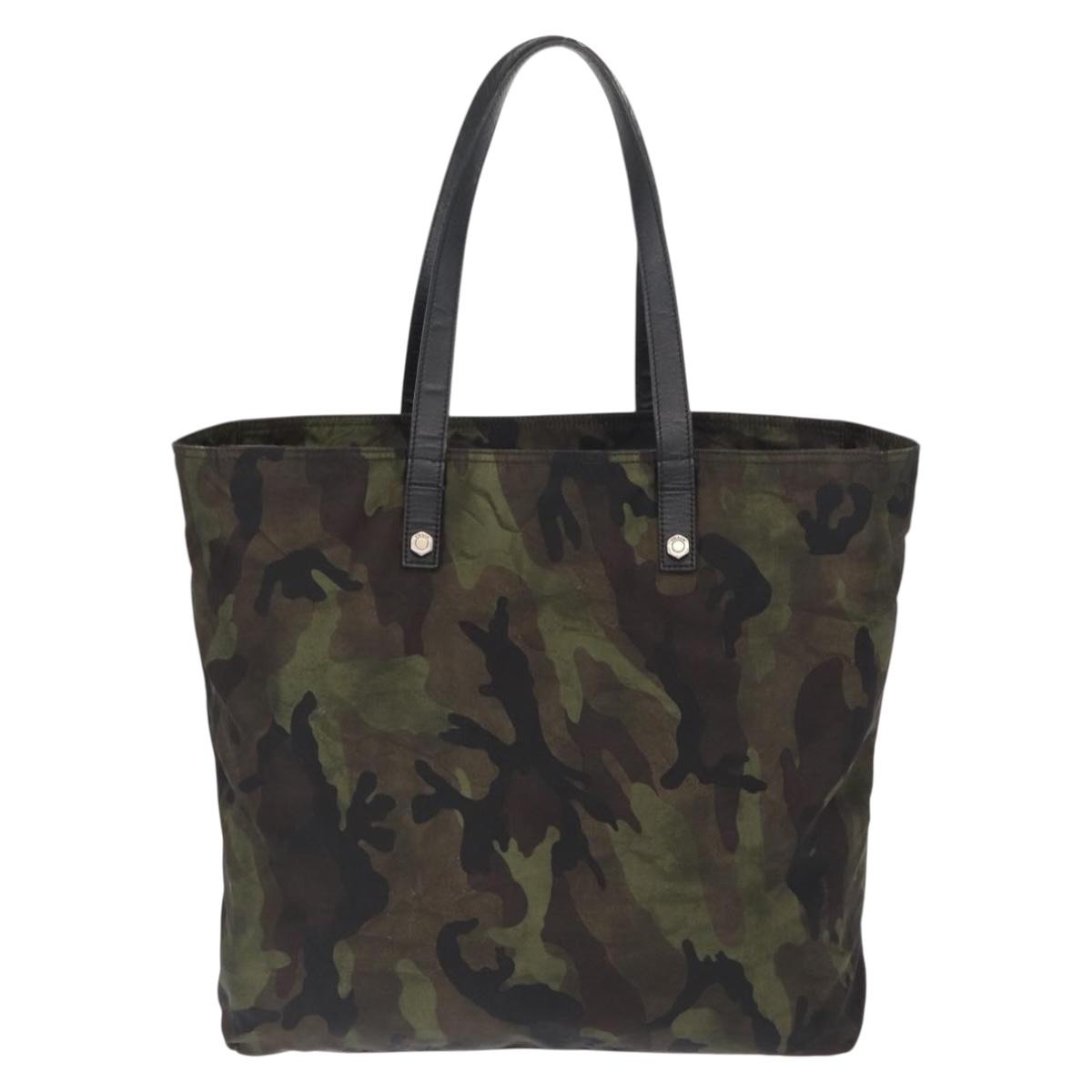 PRADA Camouflage Tote Bag Nylon Khaki Auth gh1628