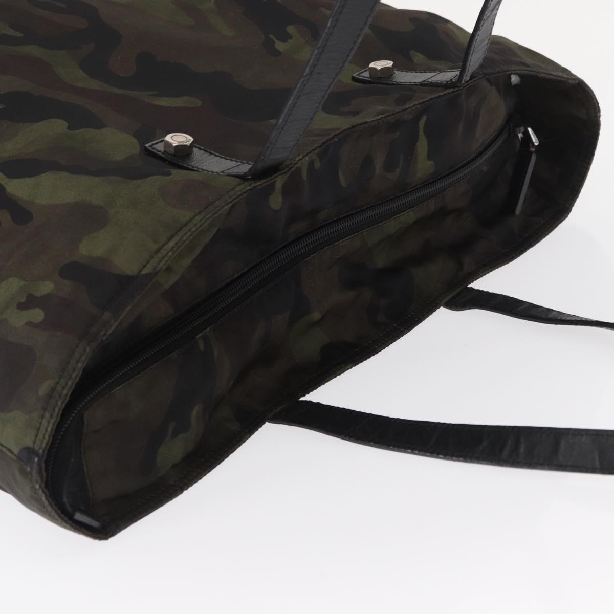 PRADA Camouflage Tote Bag Nylon Khaki Auth gh1628
