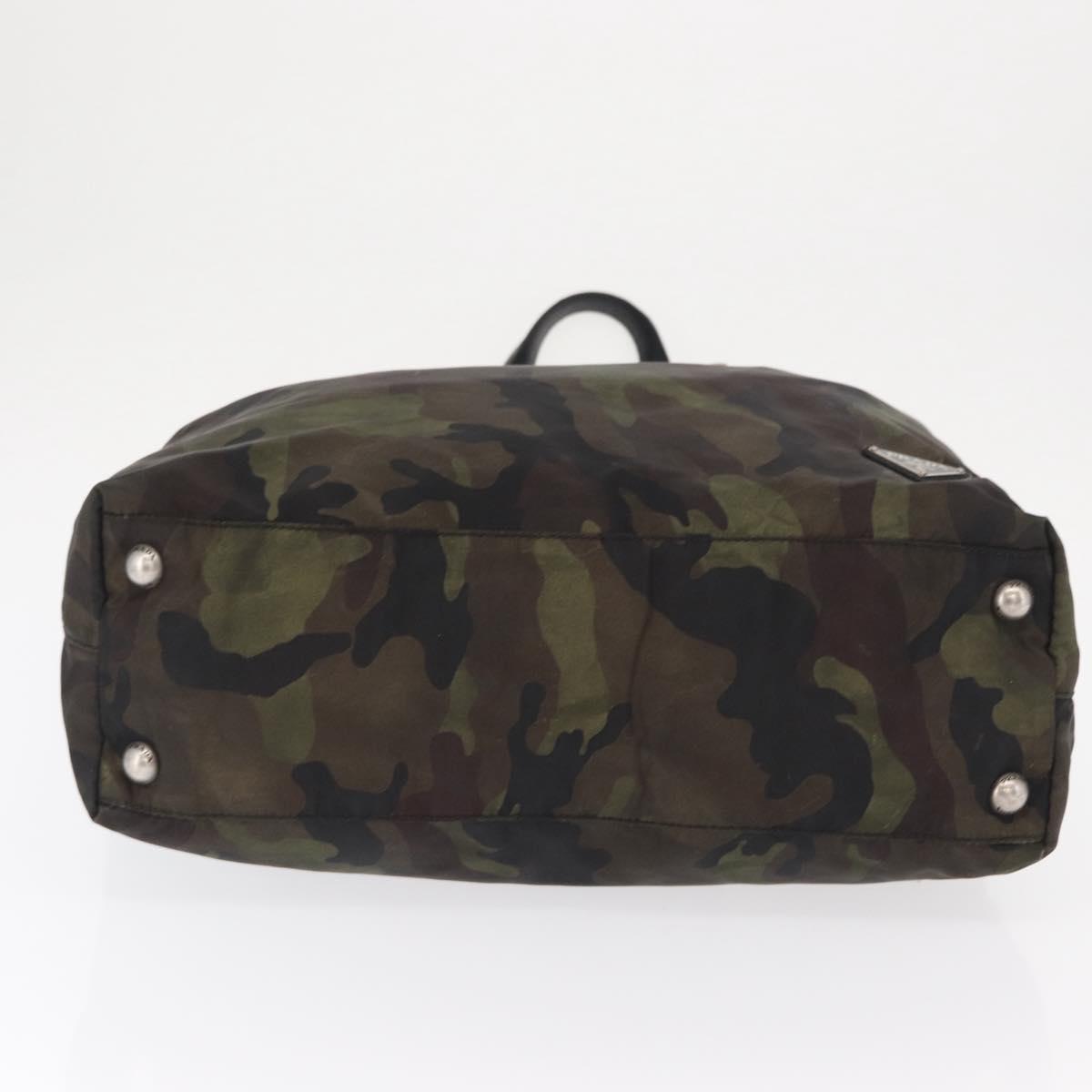 PRADA Camouflage Tote Bag Nylon Khaki Auth gh1628