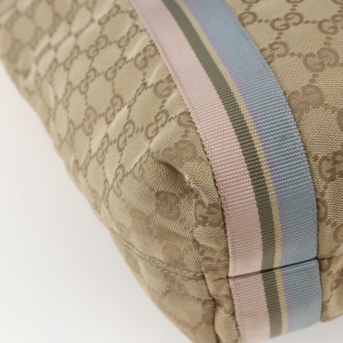 GUCCI GG Canvas Sherry Line Tote Bag Beige Pink Light blue 189669 Auth gh1631