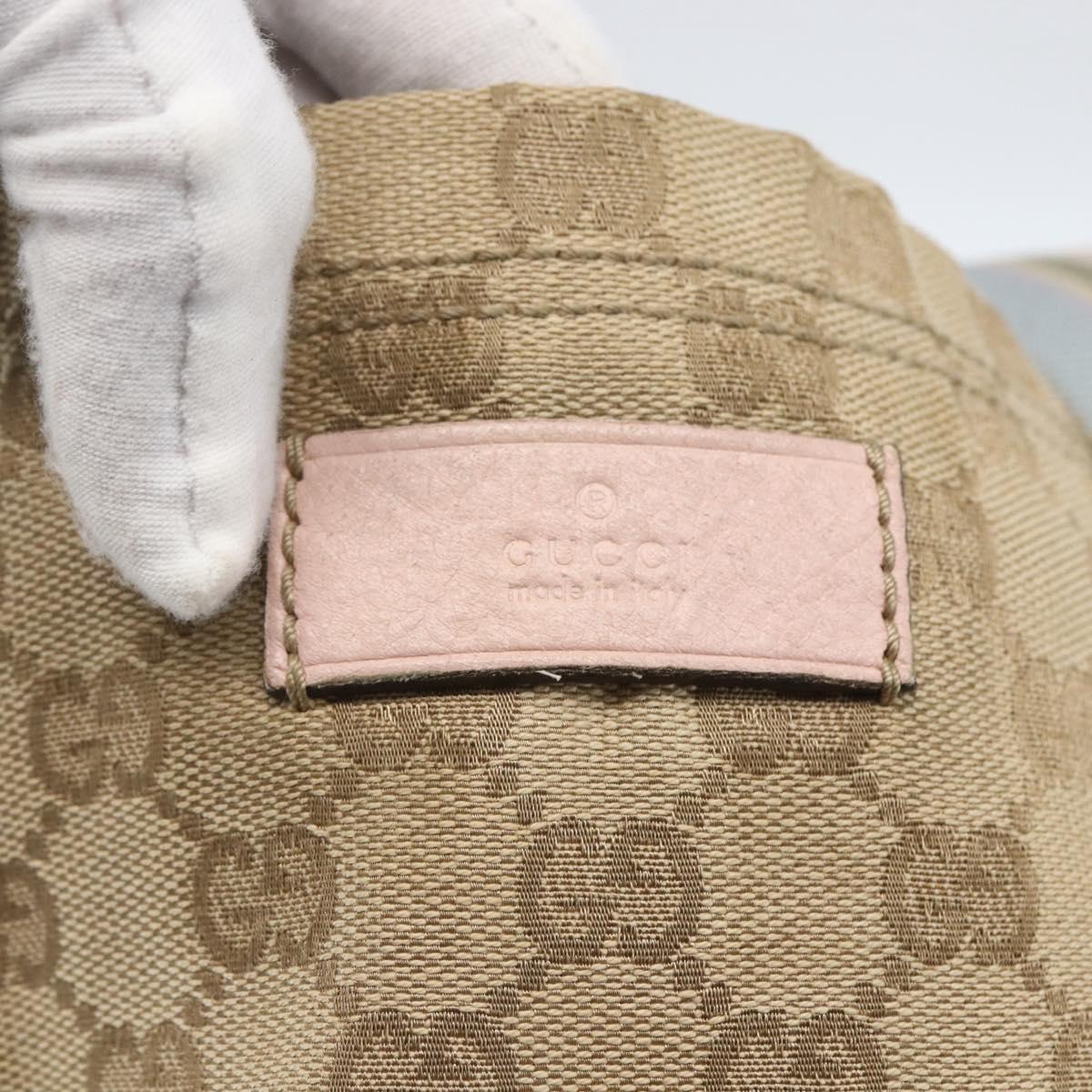 GUCCI GG Canvas Sherry Line Tote Bag Beige Pink Light blue 189669 Auth gh1631