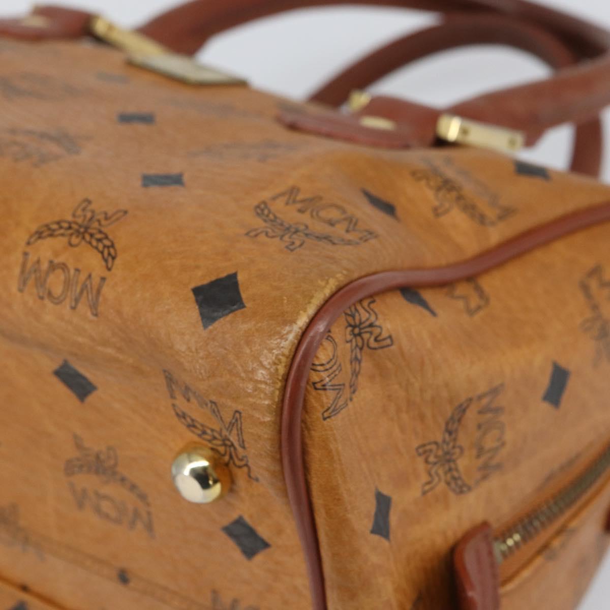 MCM Vicetos Logogram Hand Bag PVC Leather Brown Gold Auth gh1634