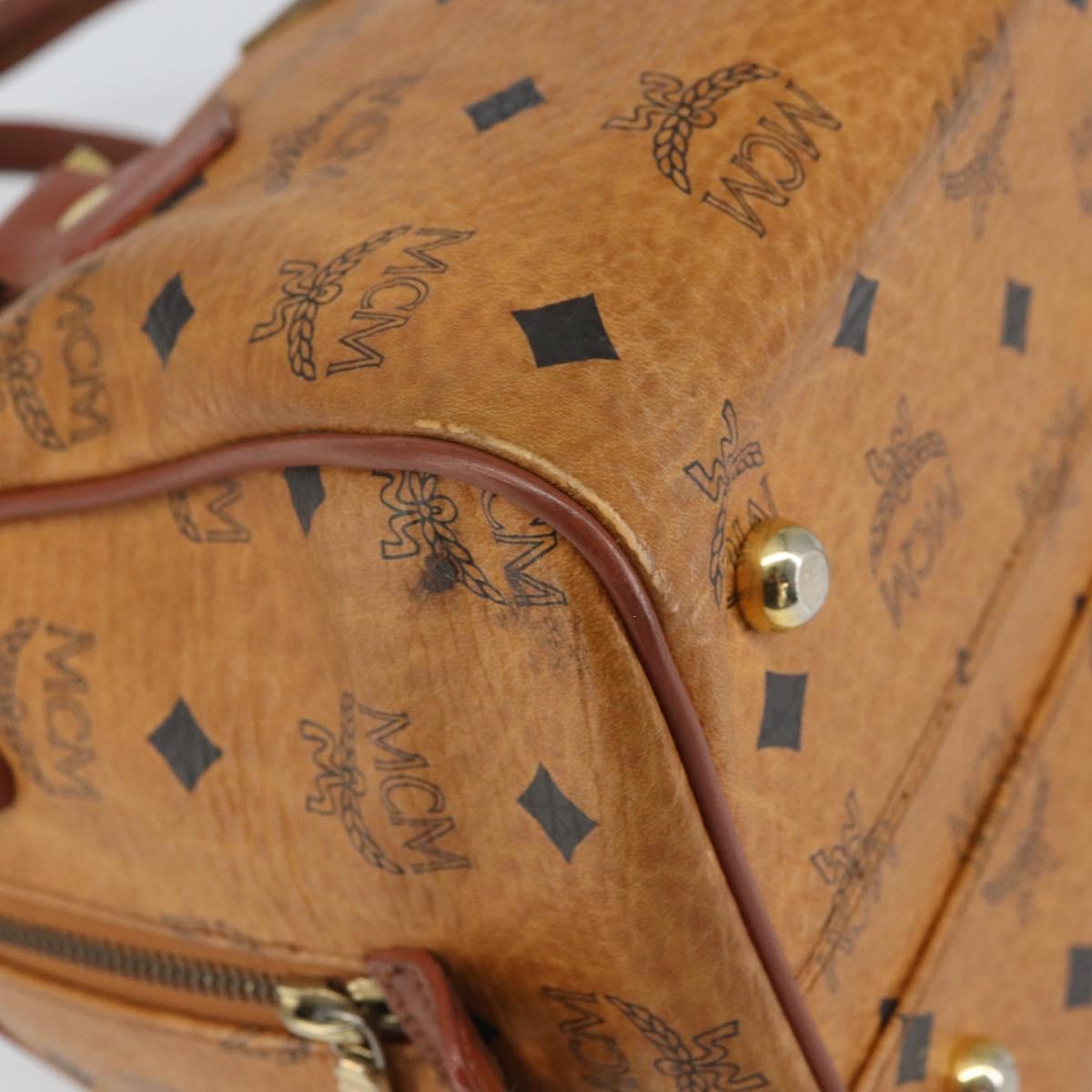 MCM Vicetos Logogram Hand Bag PVC Leather Brown Gold Auth gh1634