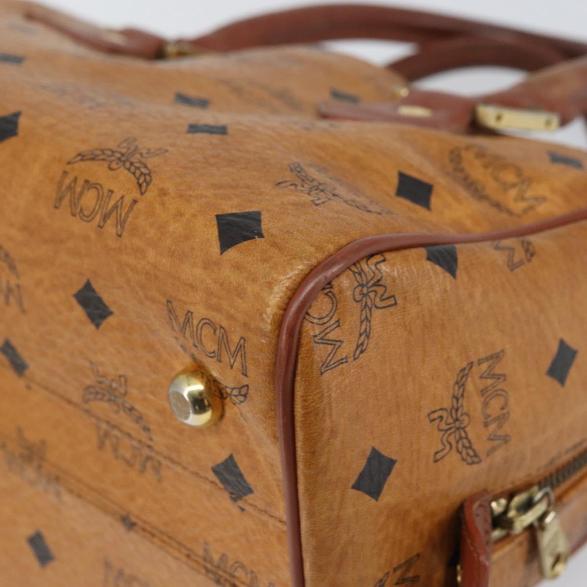 MCM Vicetos Logogram Hand Bag PVC Leather Brown Gold Auth gh1634